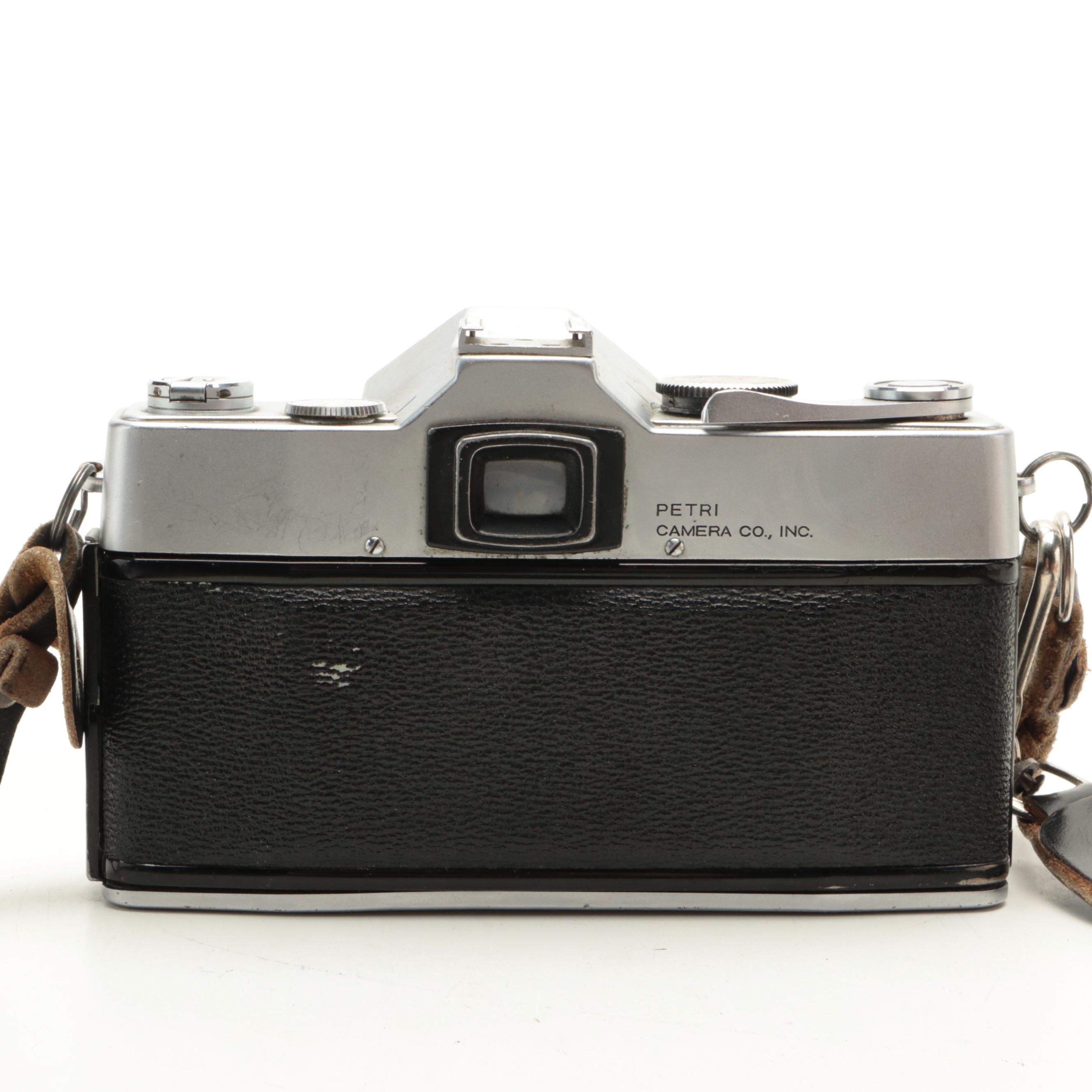 Petri 35mm Camera With Lenses, Film and Leather Case, Late 20th Century