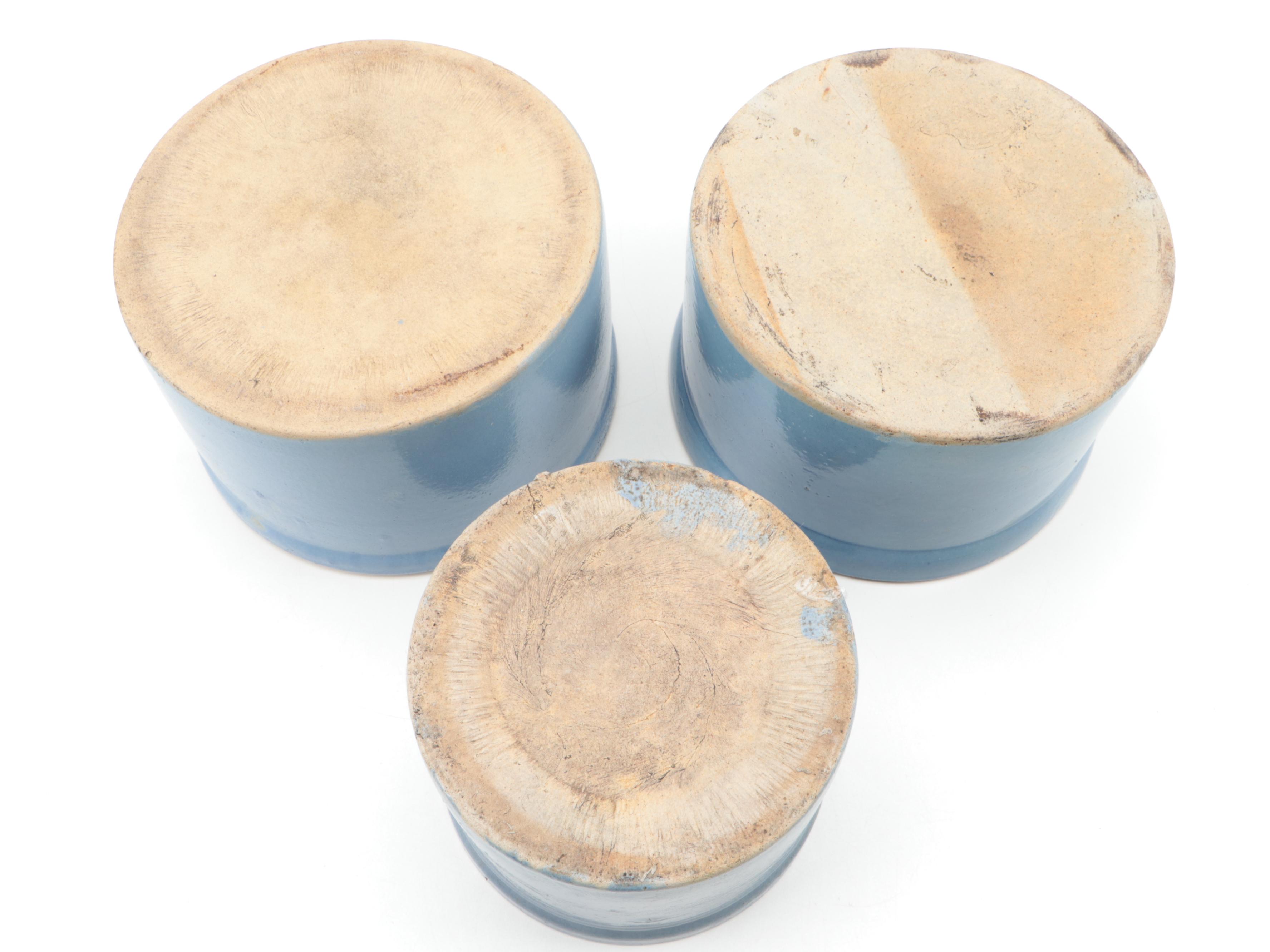 Anfora Yoghurt with Blue Glazed and Other Stoneware Crocks, 20th Century