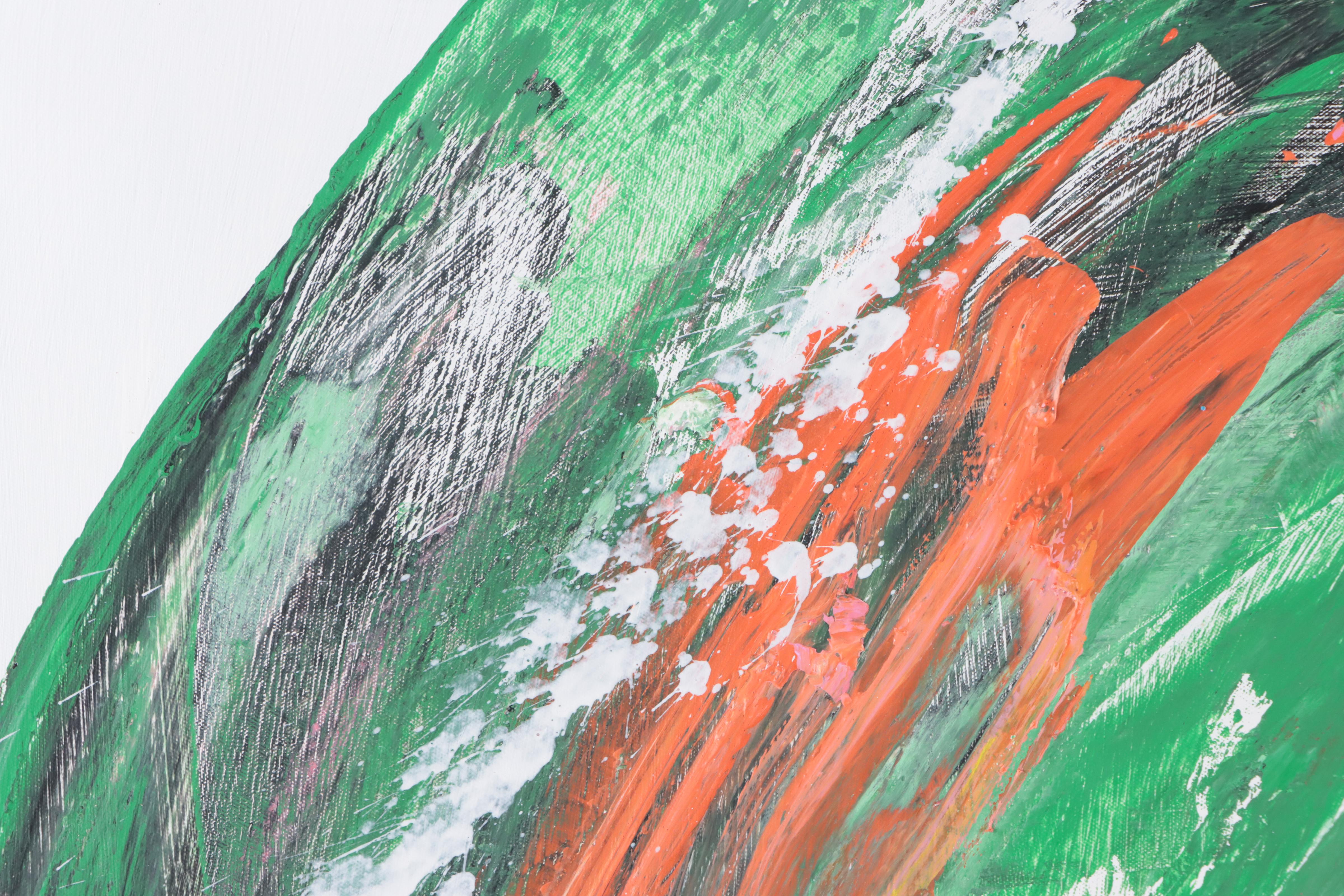 J. Popolin Abstract Acrylic Painting "Scaping Along," 21st Century