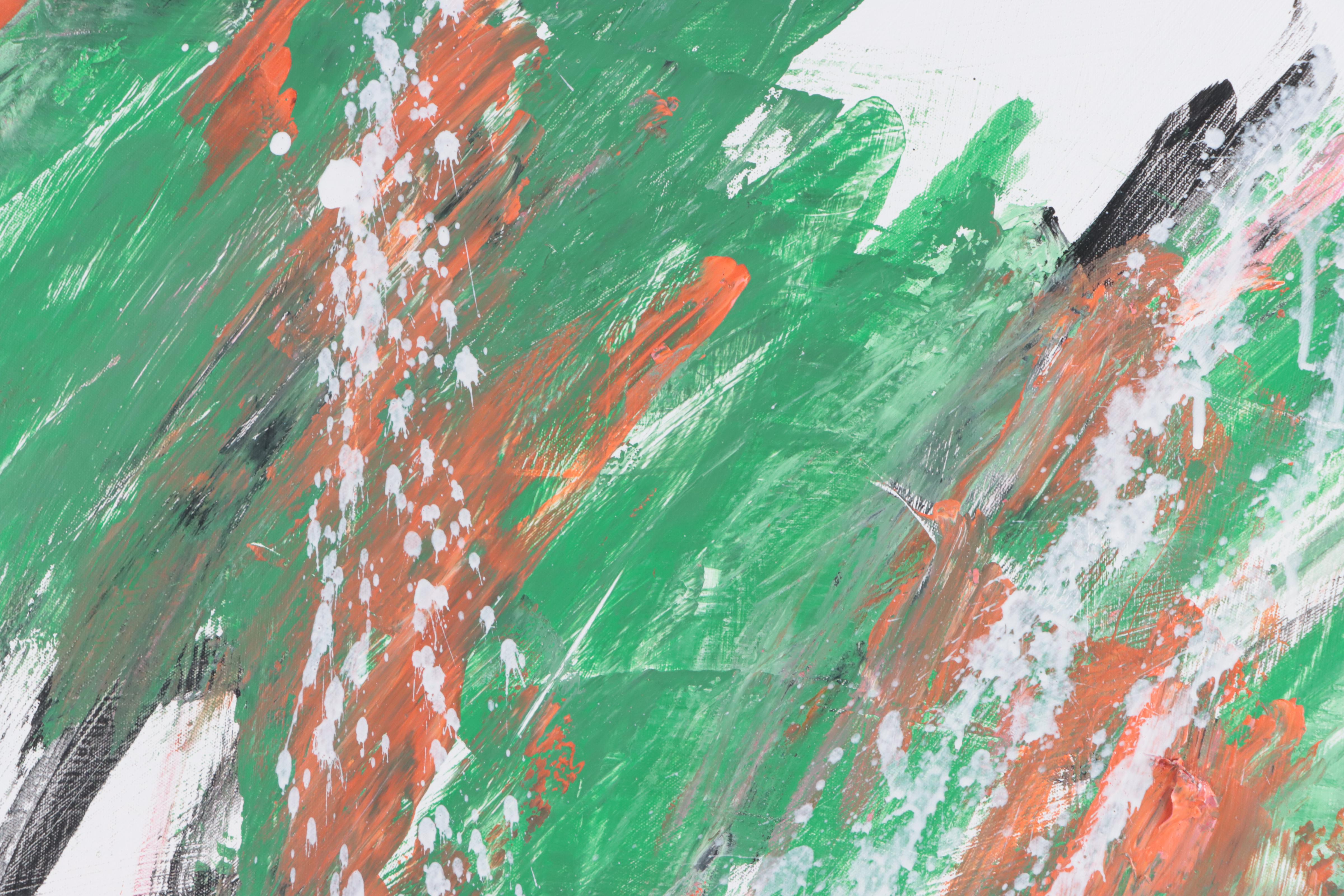 J. Popolin Abstract Acrylic Painting "Scaping Along," 21st Century