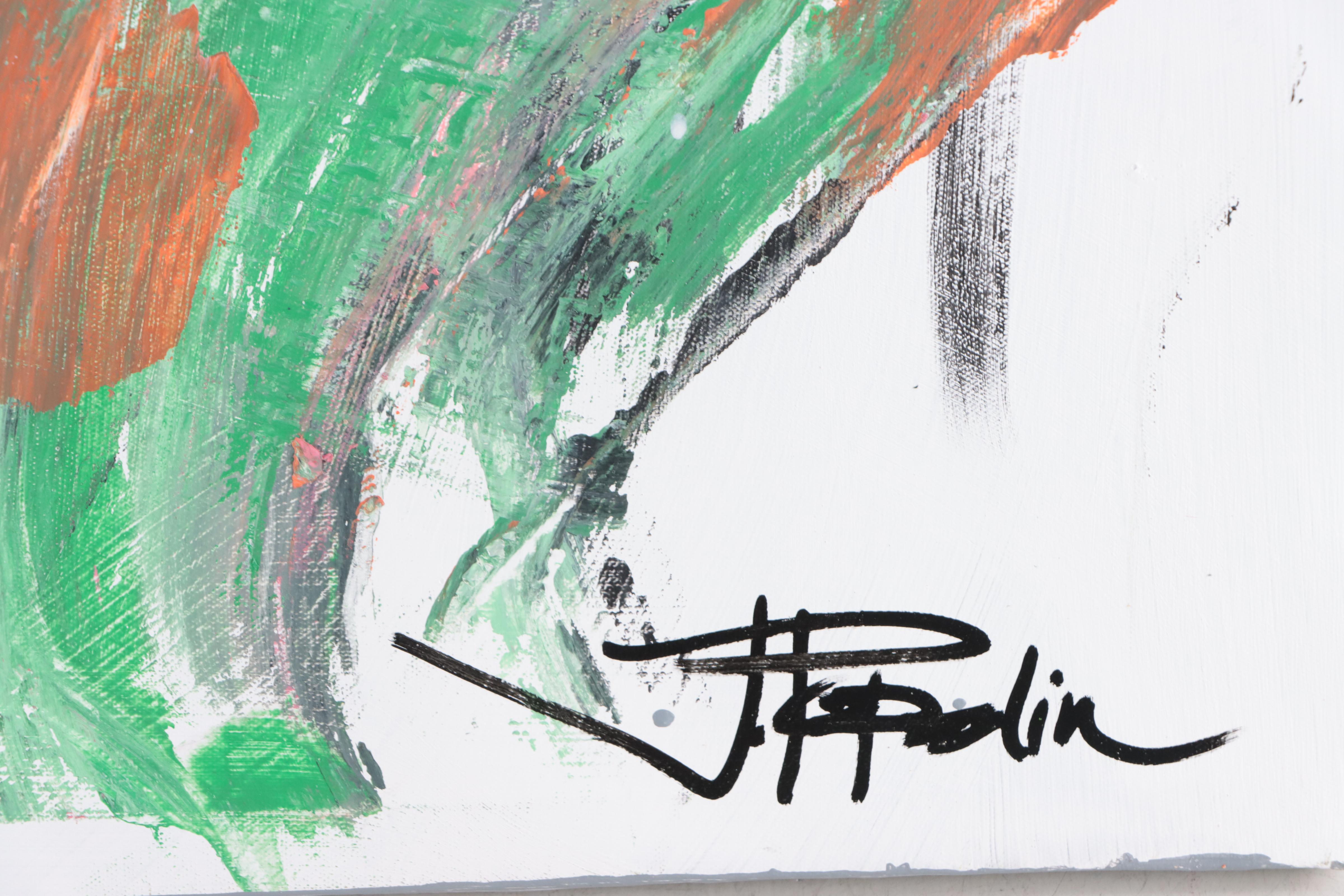 J. Popolin Abstract Acrylic Painting "Scaping Along," 21st Century