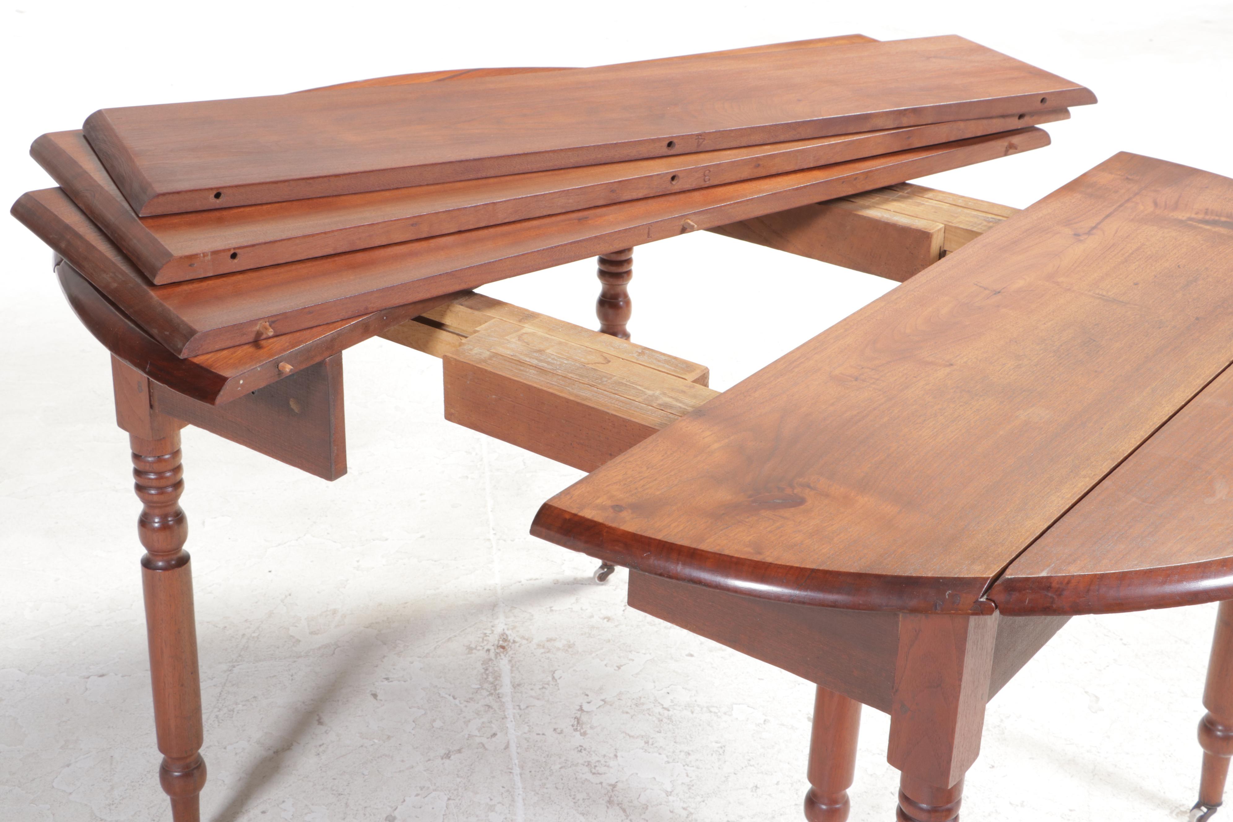 American Primitive Walnut Drop Leaf Extending Dining Table