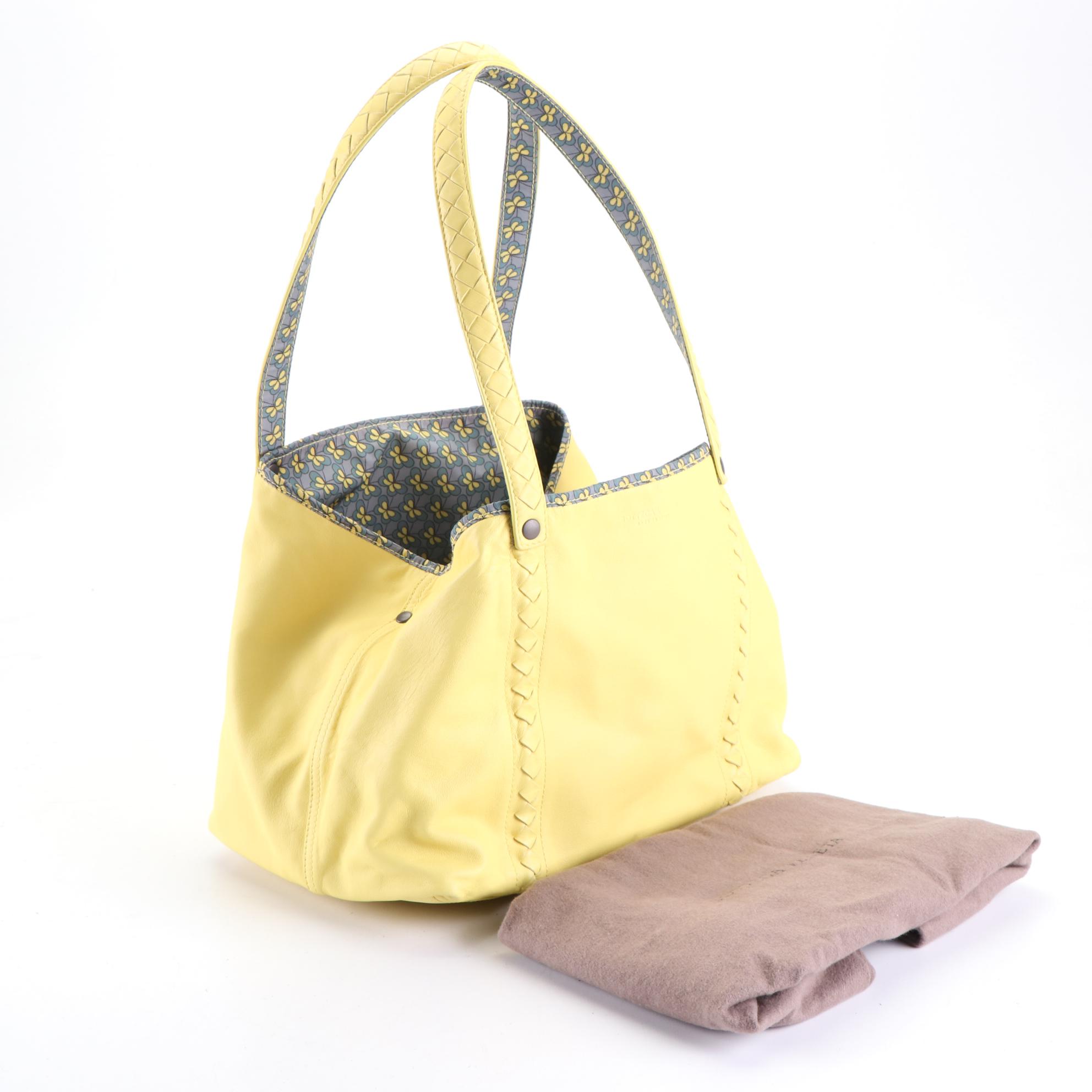 Bottega Veneta Reversible Leather and Printed Canvas Tote