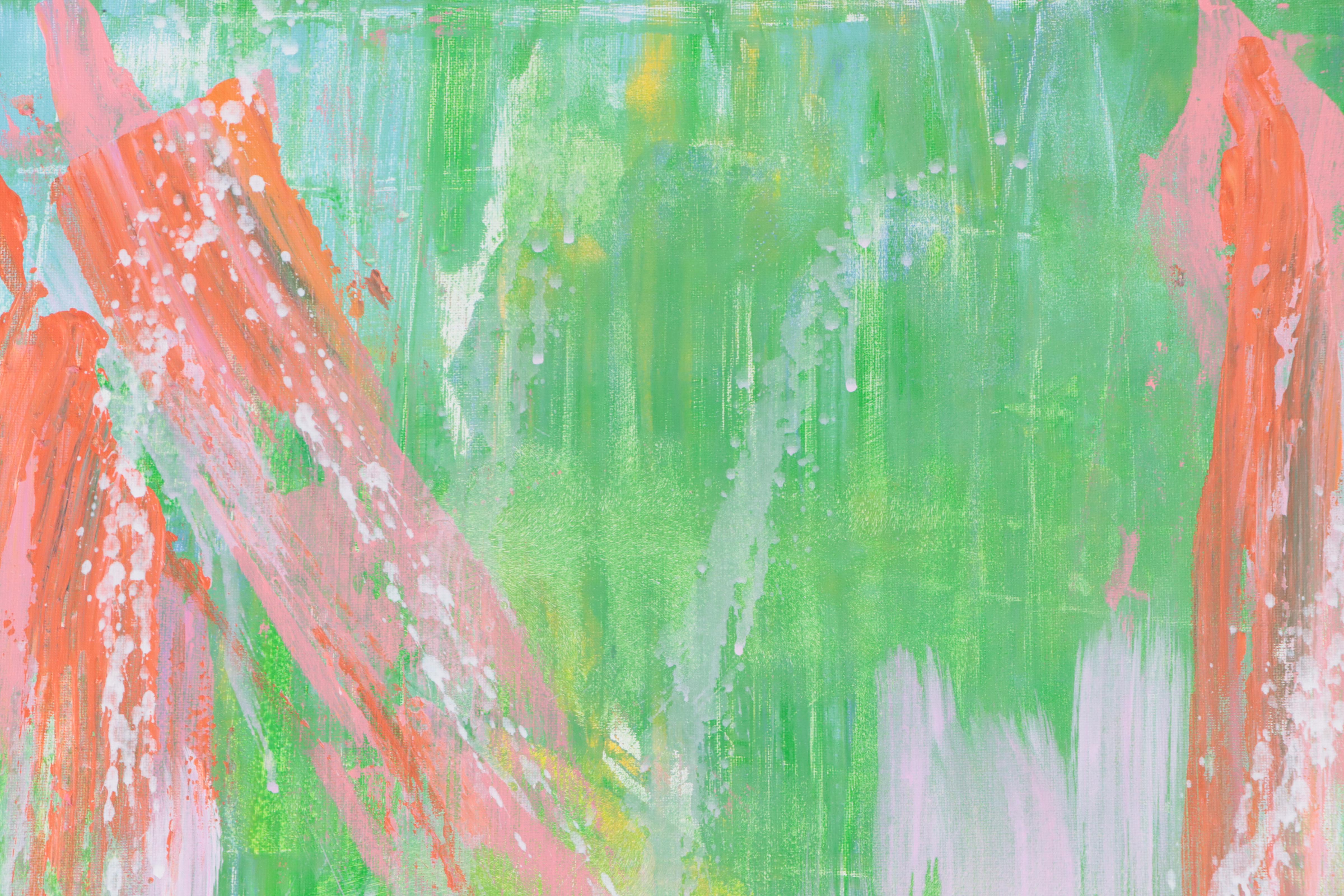 J. Popolin Abstract Acrylic Painting "Spring Shapes," 21st Century