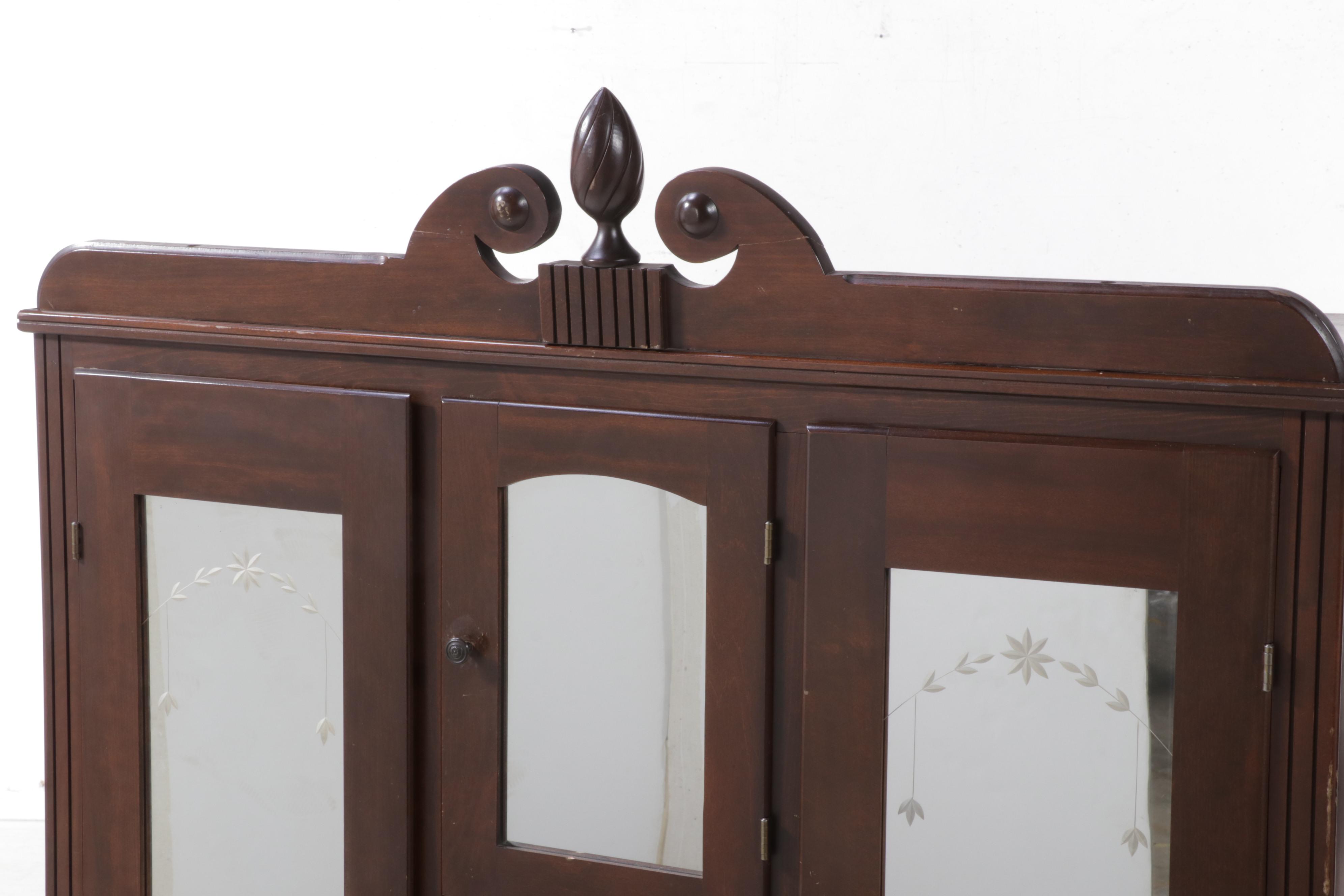 Chippendale Style Walnut-Stained Two-Door Chifferobe, circa 1930