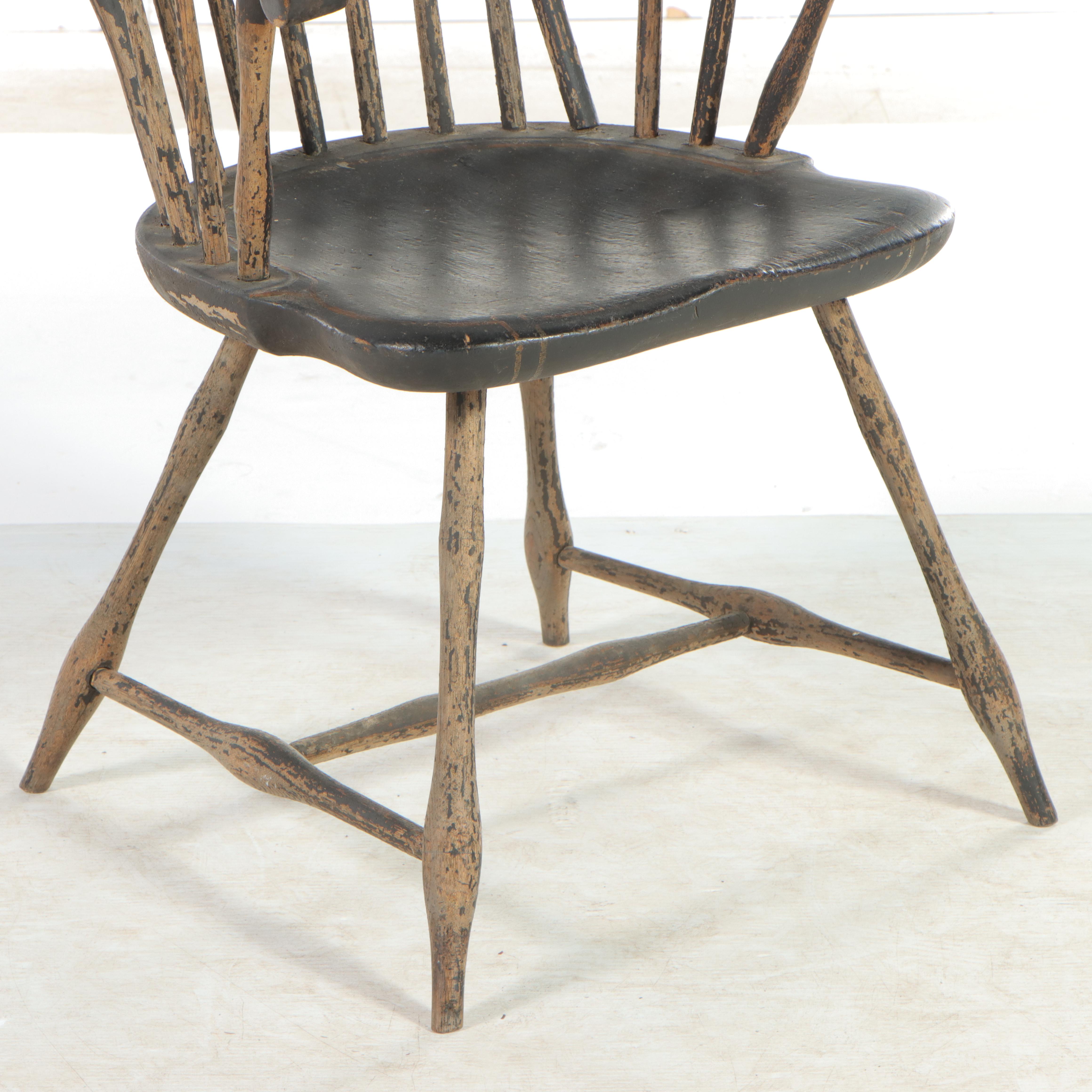 American Primitive Windsor Painted Mixed Woods Armchair, Early 19th Century