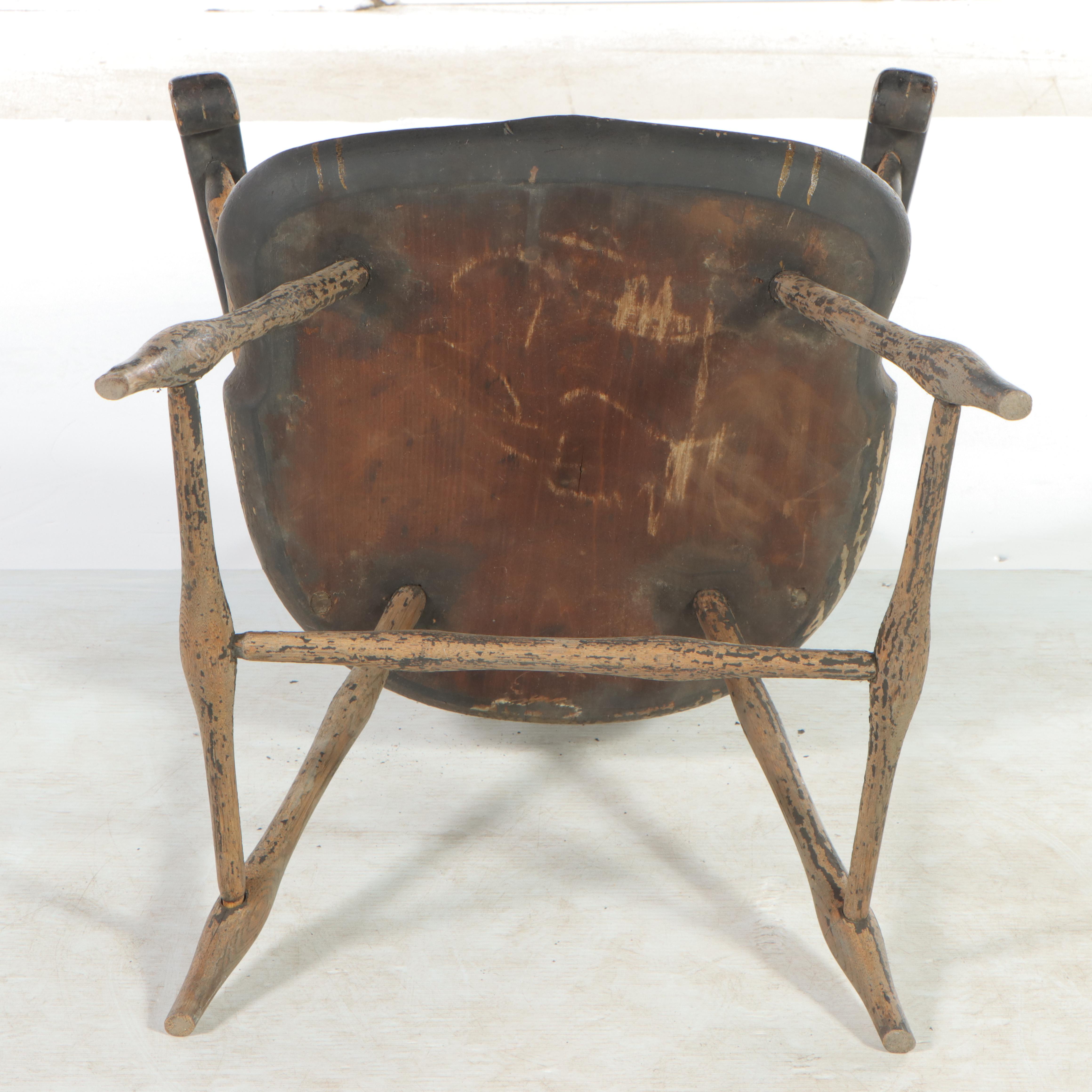 American Primitive Windsor Painted Mixed Woods Armchair, Early 19th Century