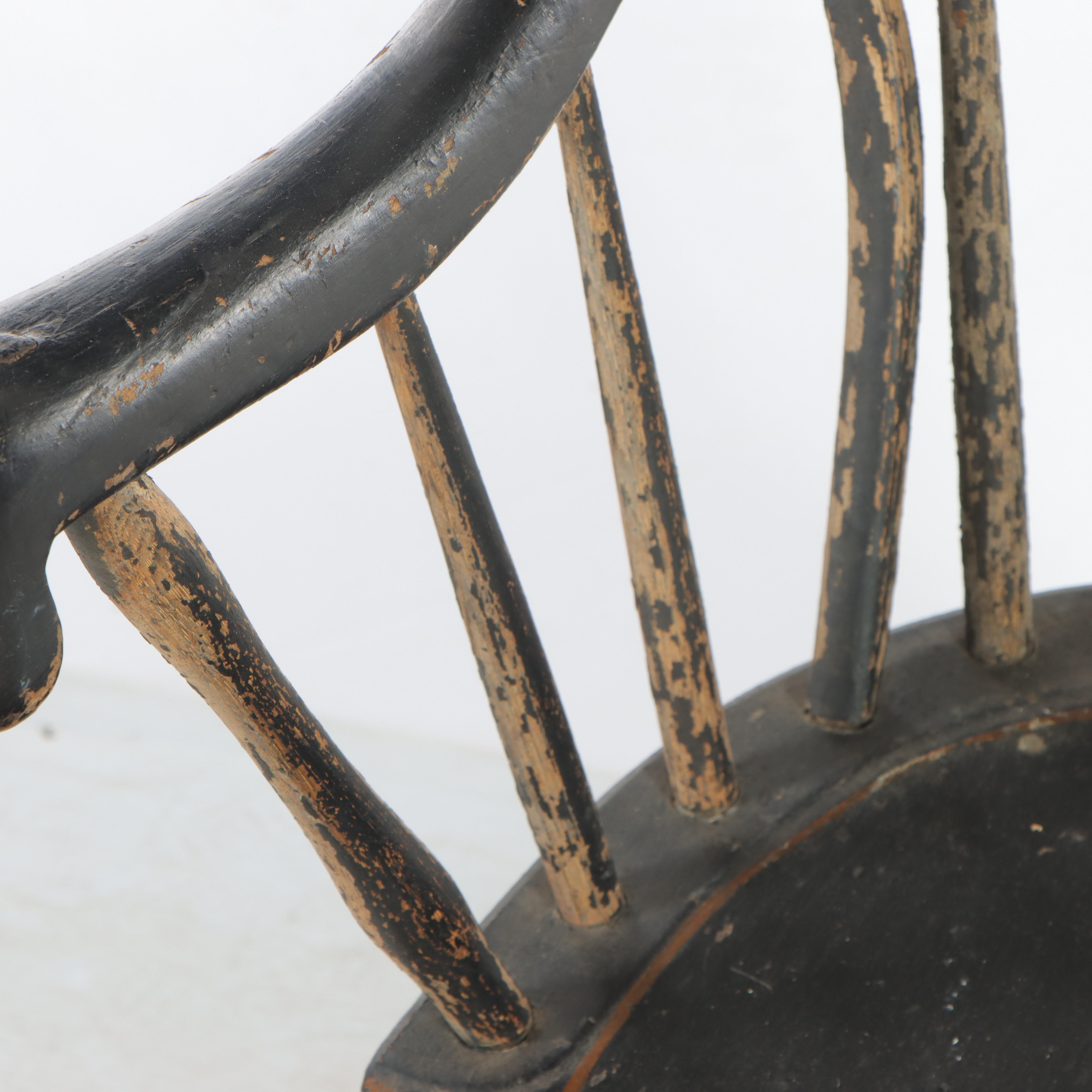 American Primitive Windsor Painted Mixed Woods Armchair, Early 19th Century