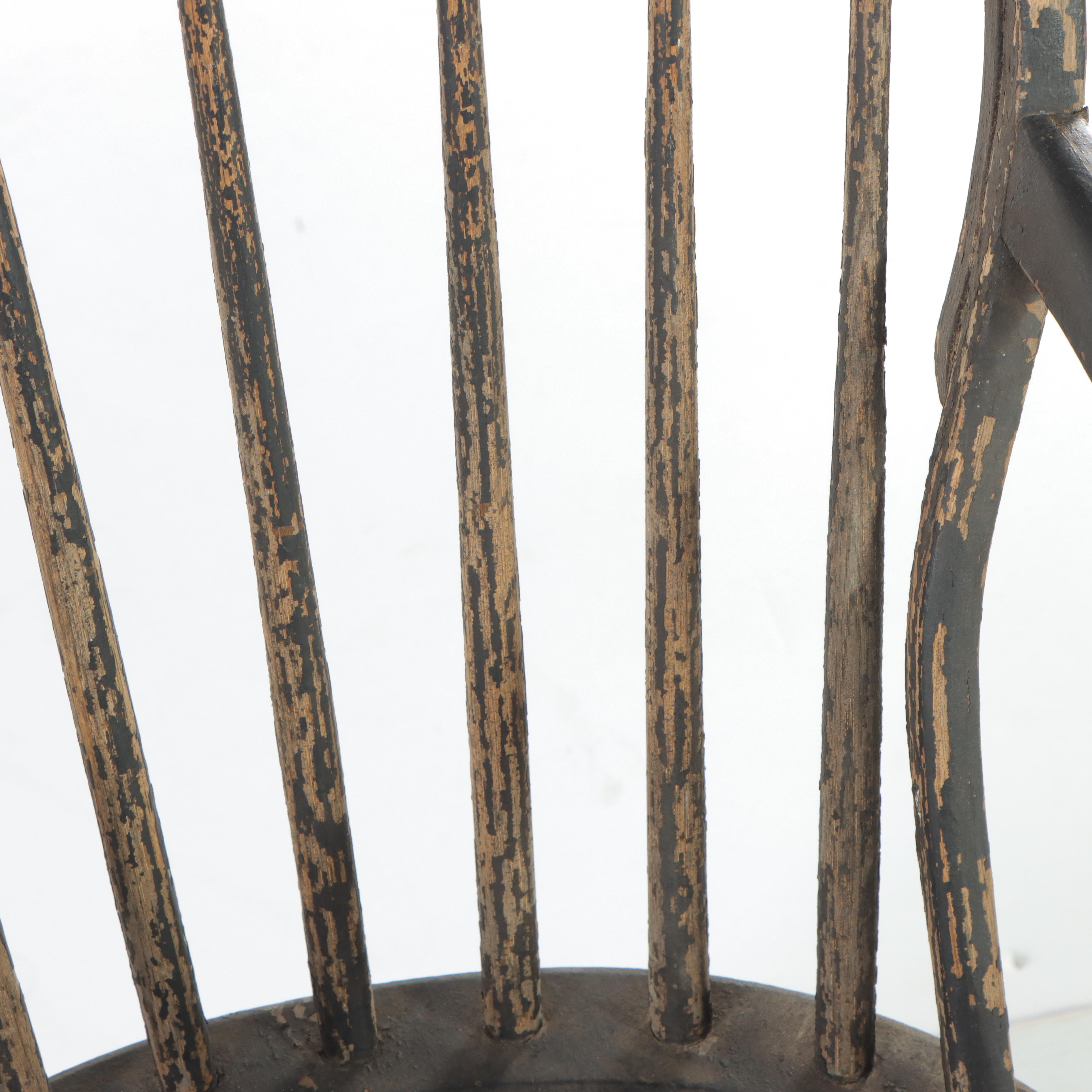 American Primitive Windsor Painted Mixed Woods Armchair, Early 19th Century