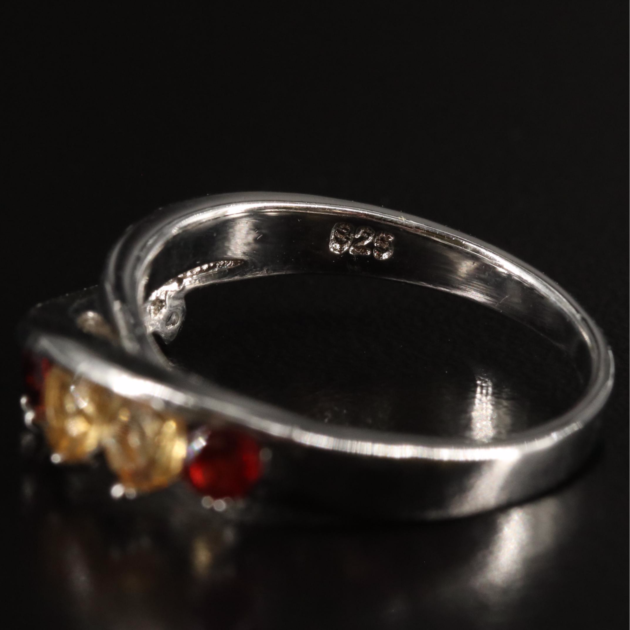 Sterling Citrine Garnet and White Topaz Ring