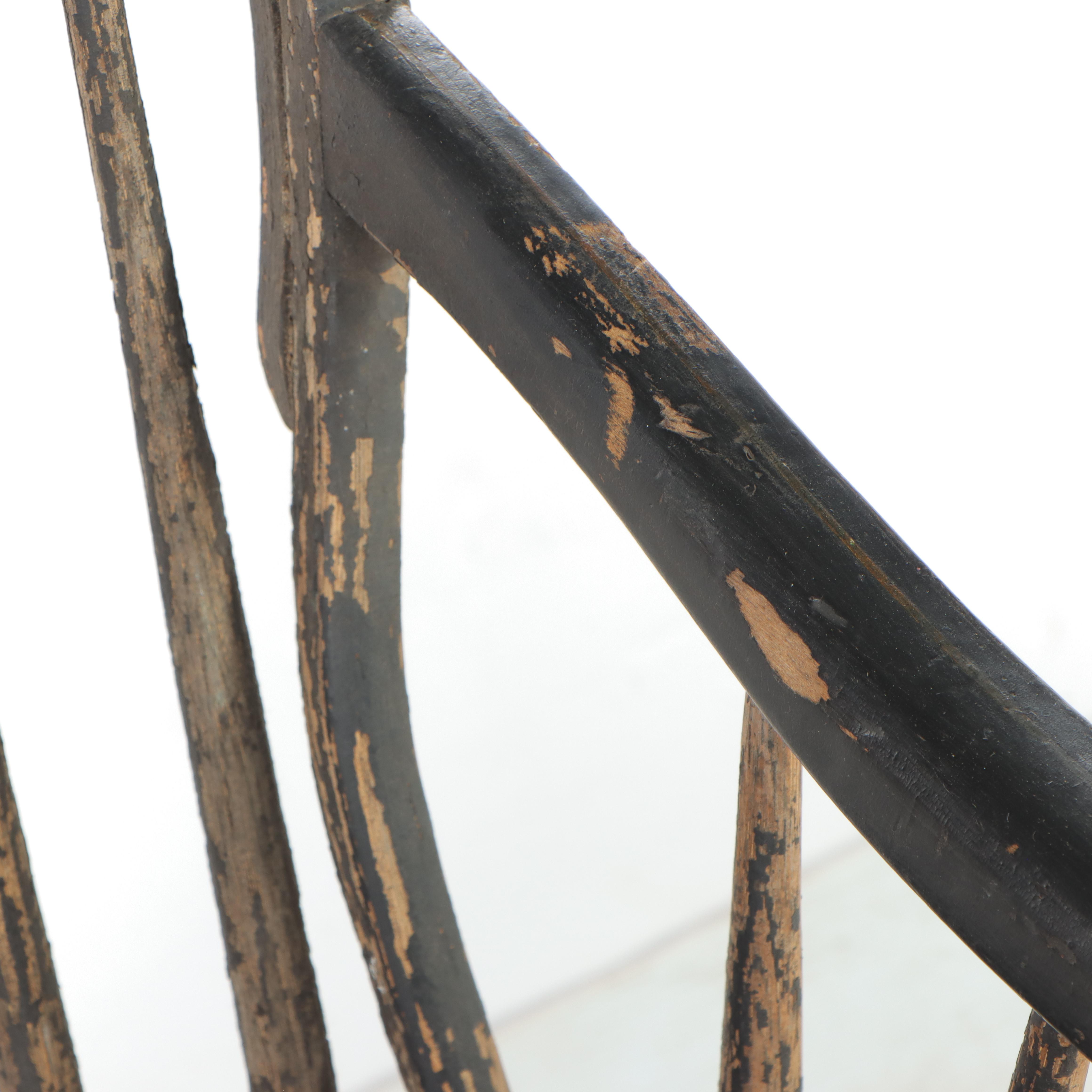 American Primitive Windsor Painted Mixed Woods Armchair, Early 19th Century