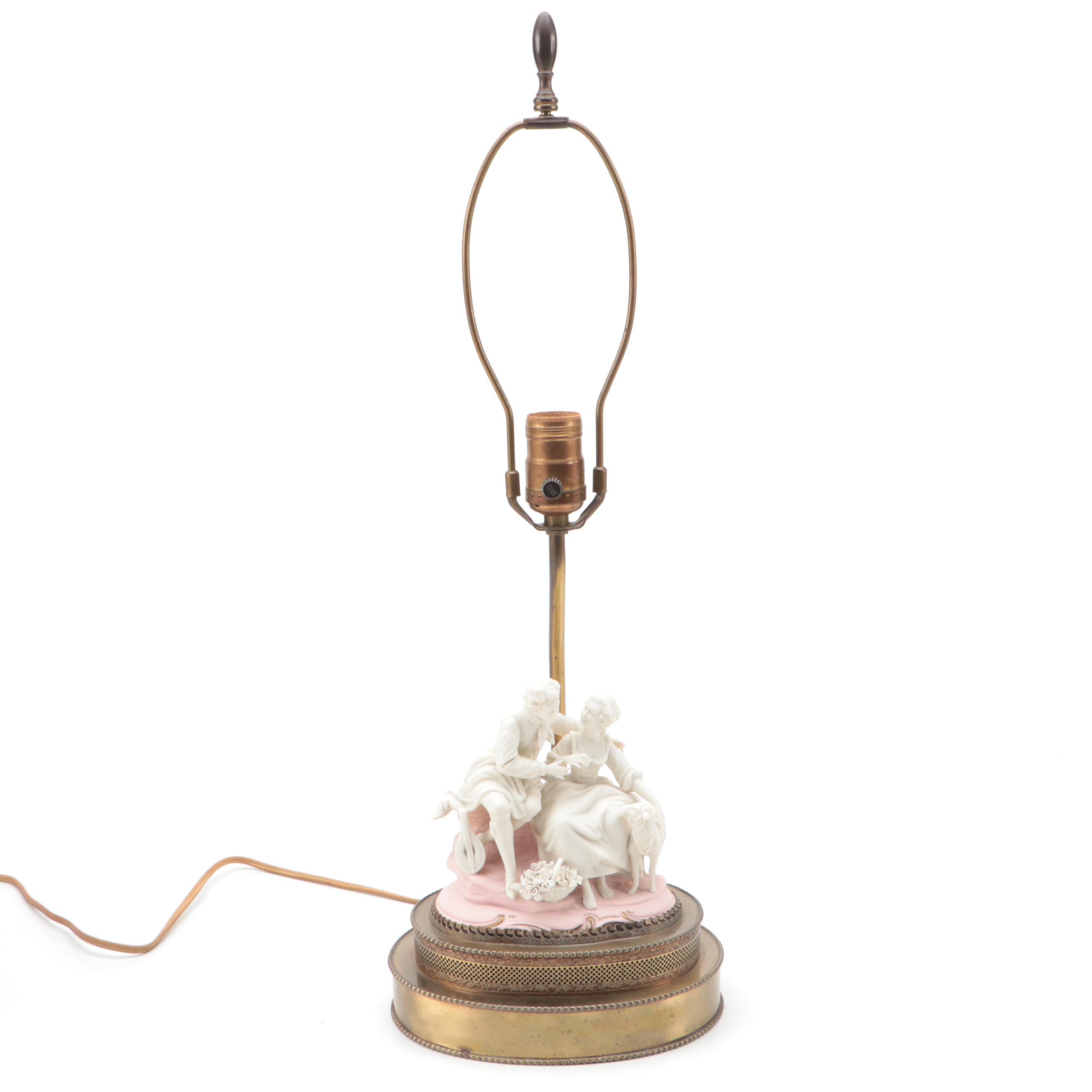 Rococo Courting Couple Bisque Table Lamp, Mid to Late 20th Century