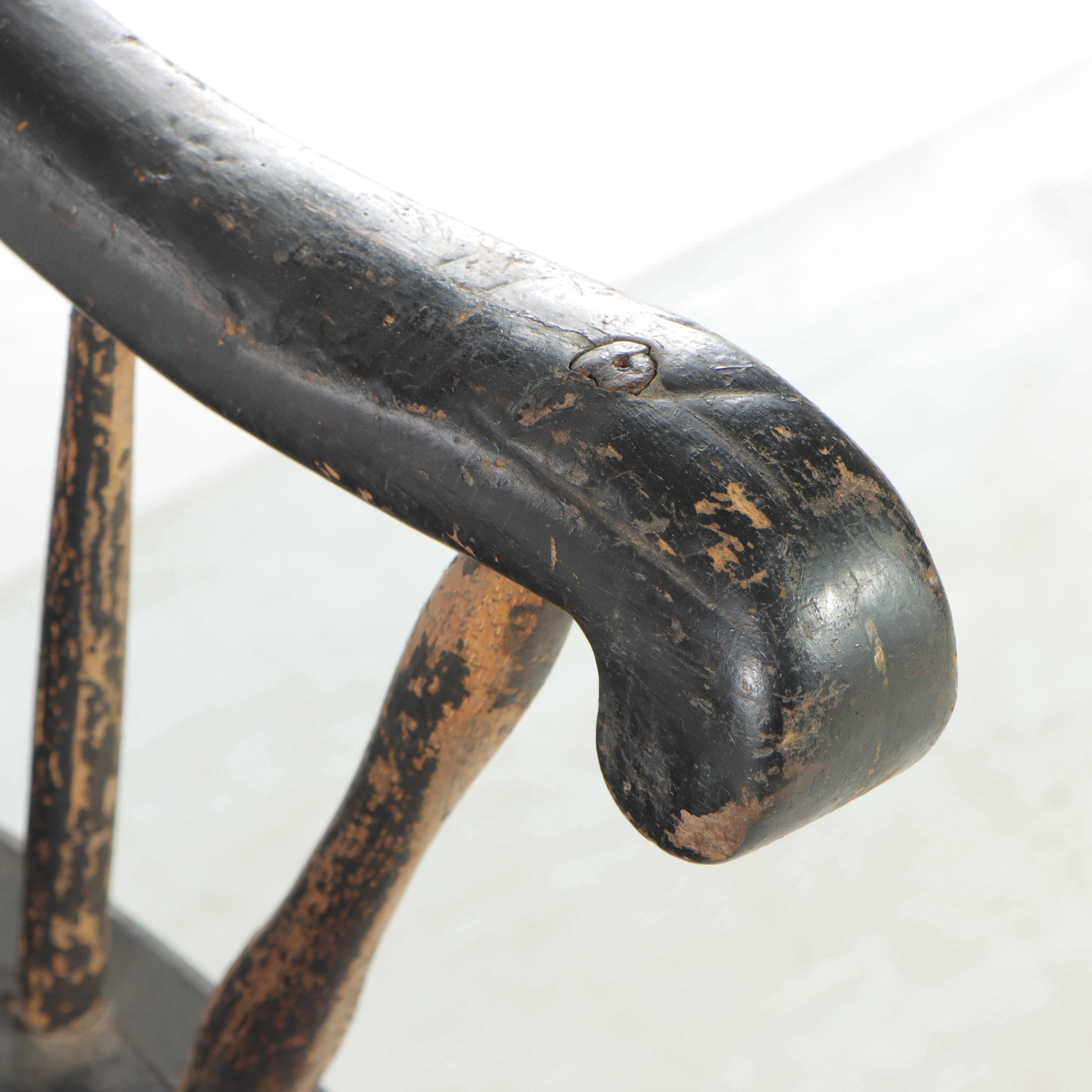 American Primitive Windsor Painted Mixed Woods Armchair, Early 19th Century