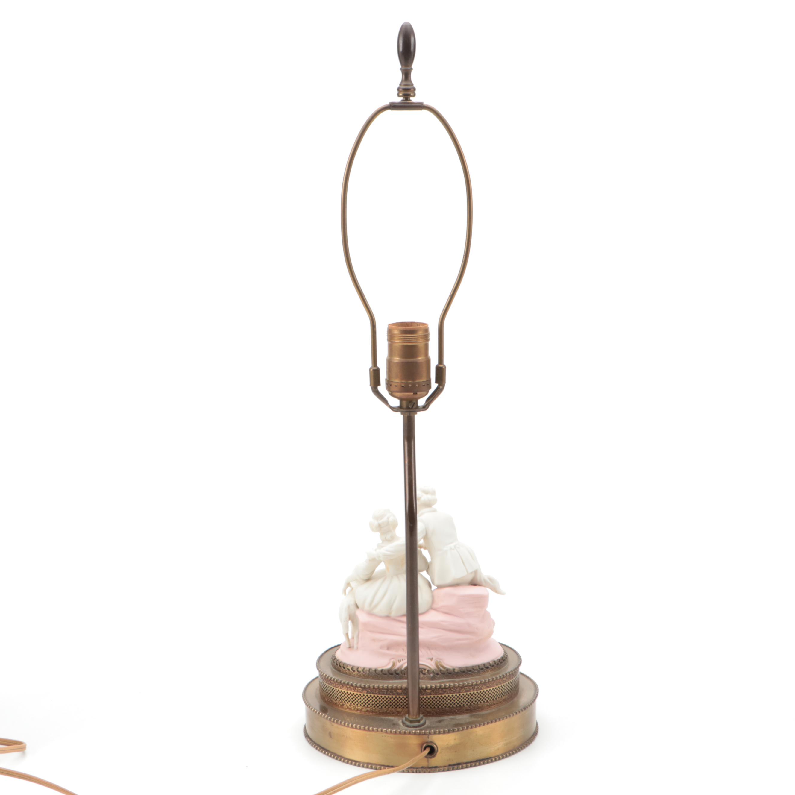 Rococo Courting Couple Bisque Table Lamp, Mid to Late 20th Century