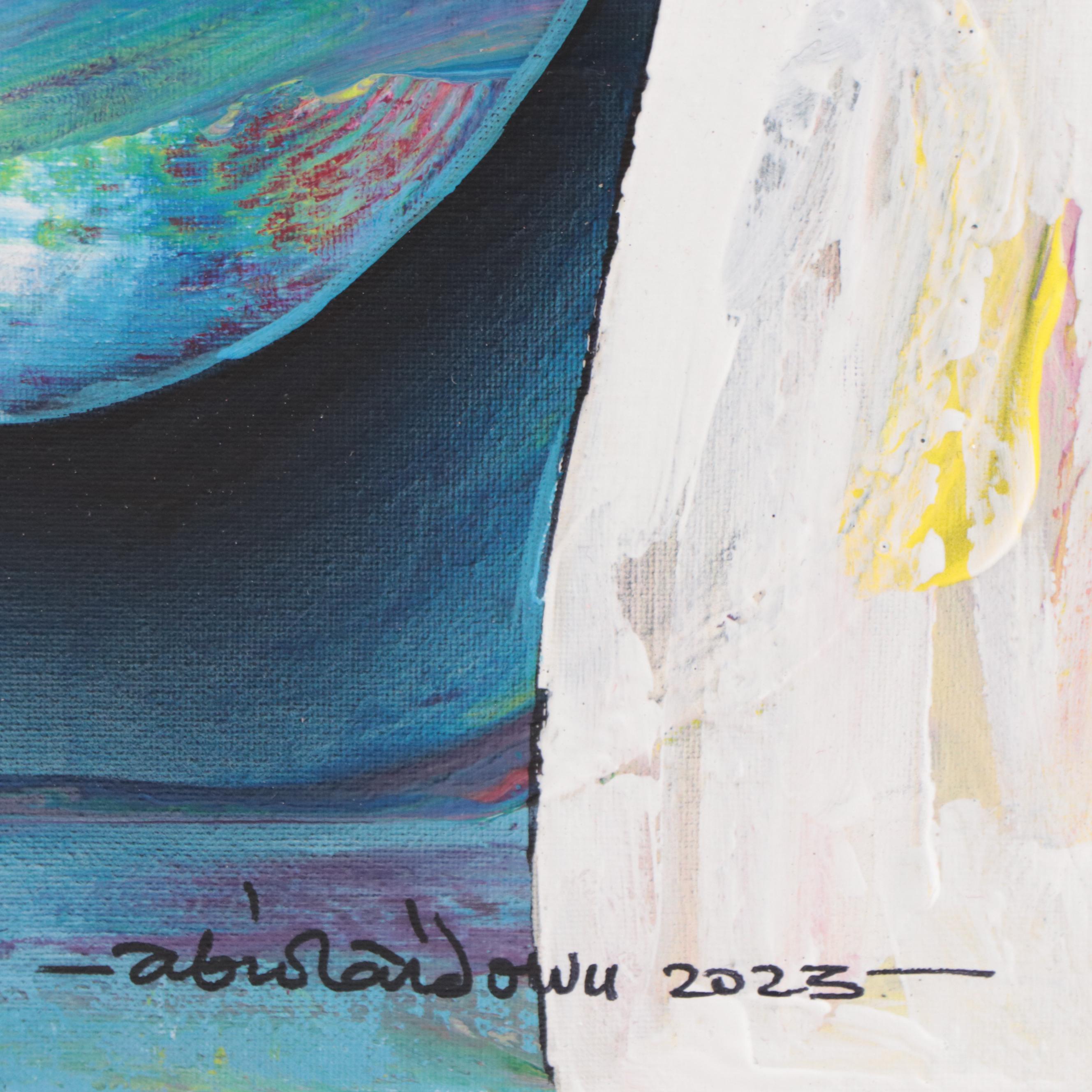 Abiola Idowu Mixed Media Painting "Shadow of Love," 2023