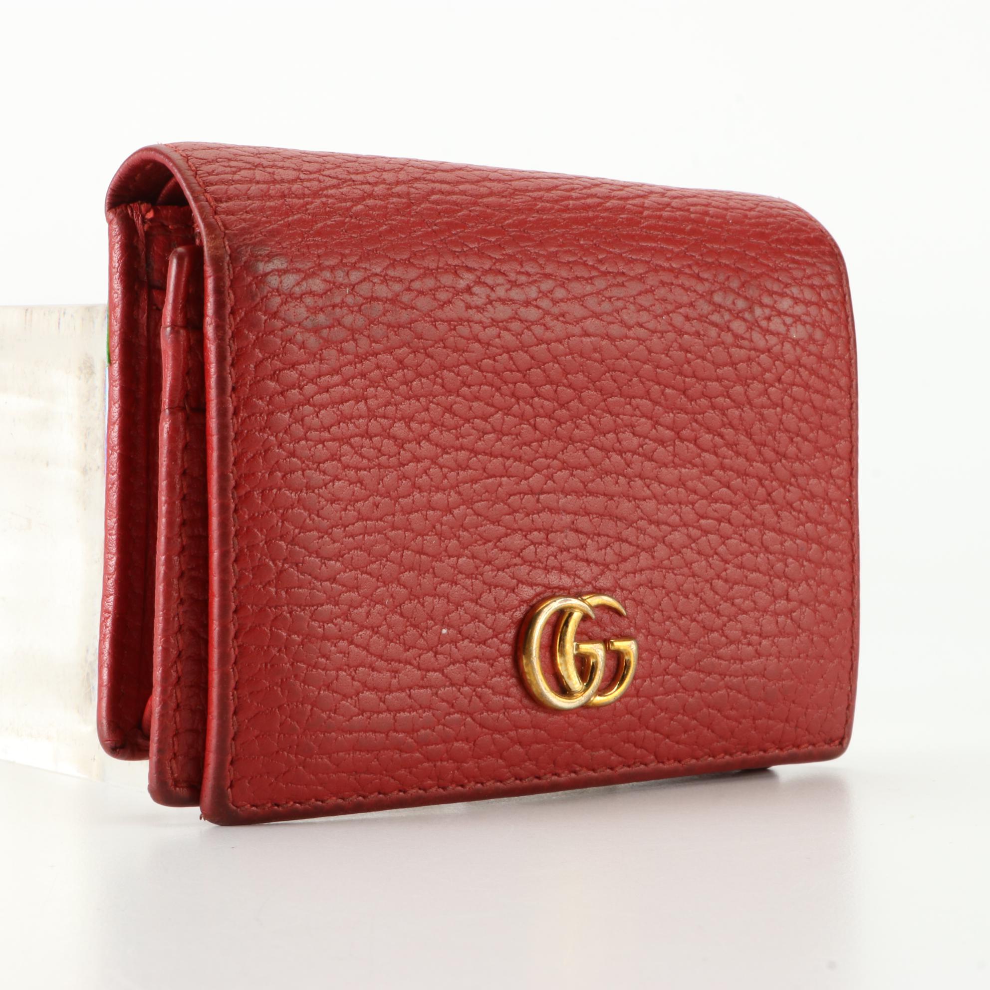 Gucci GG Marmont Card Case Wallet in Calfskin Leather