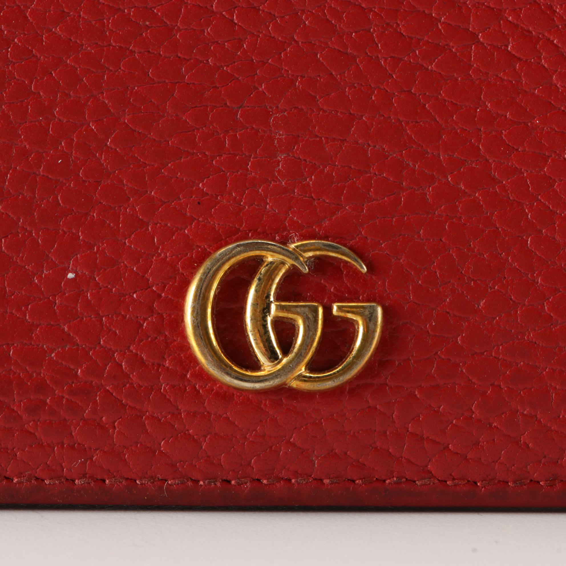 Gucci GG Marmont Card Case Wallet in Calfskin Leather