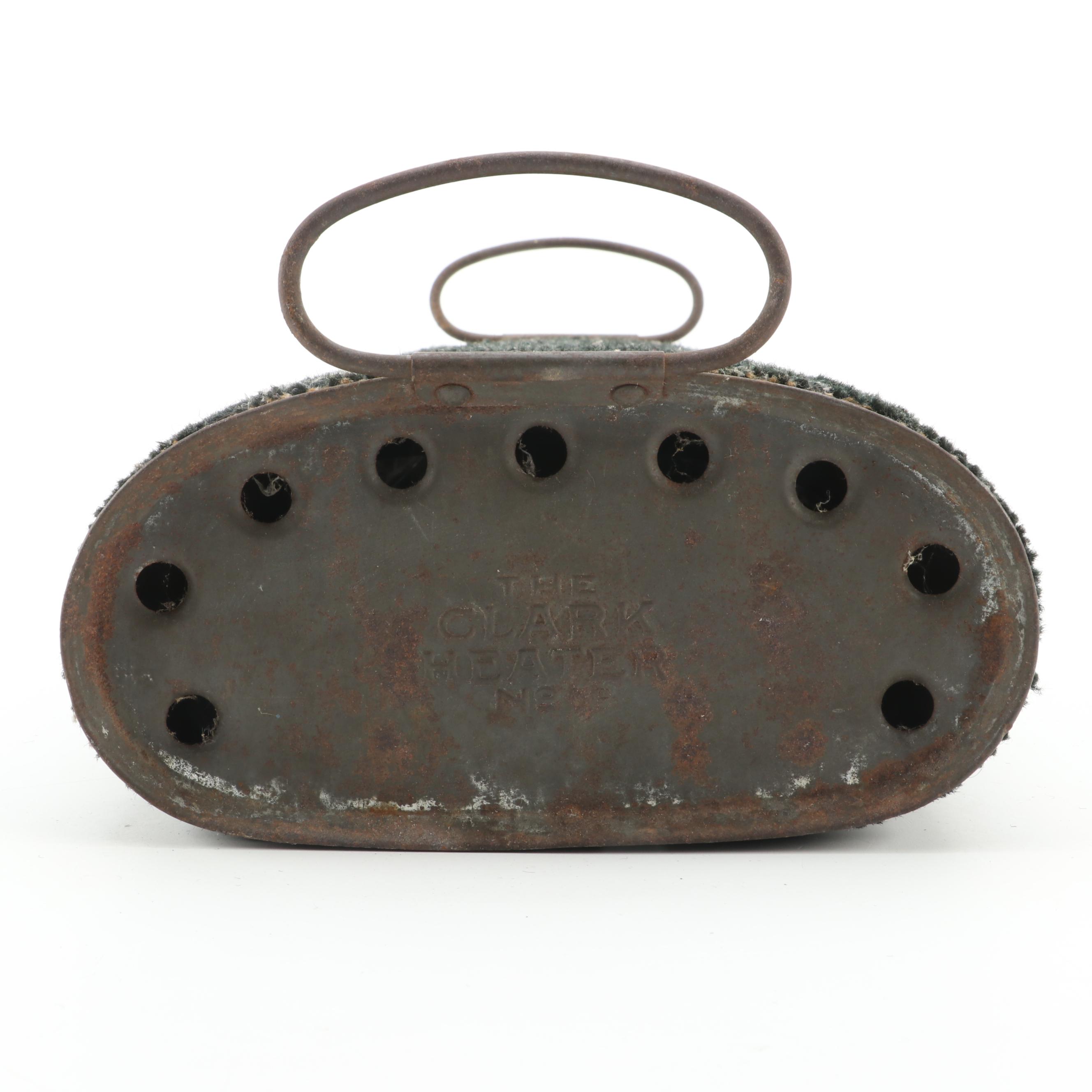 Victorian The Clark Heater Carpet-Covered Tin Carriage Foot Warmer