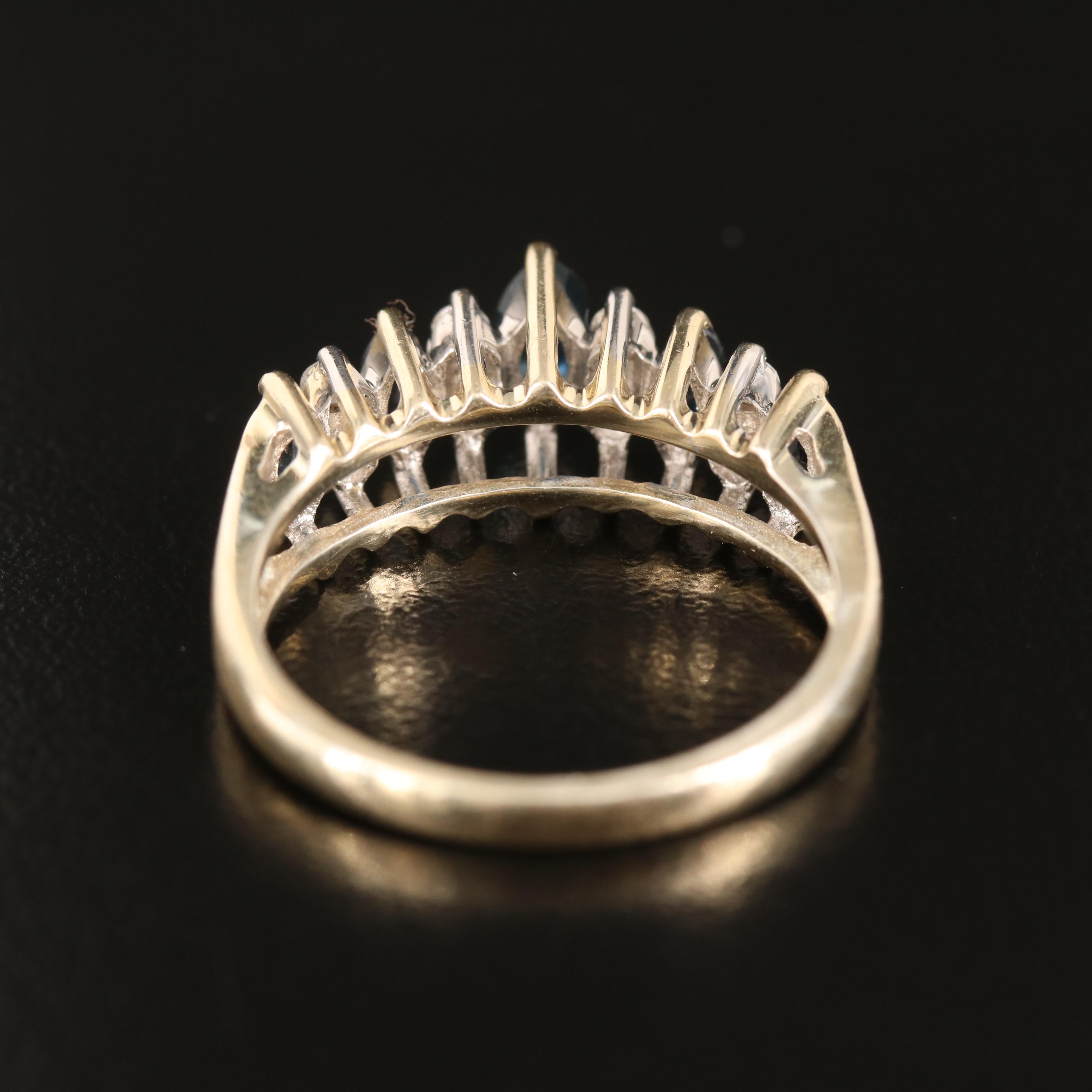 14K Sapphire and Diamond Stepped Ring