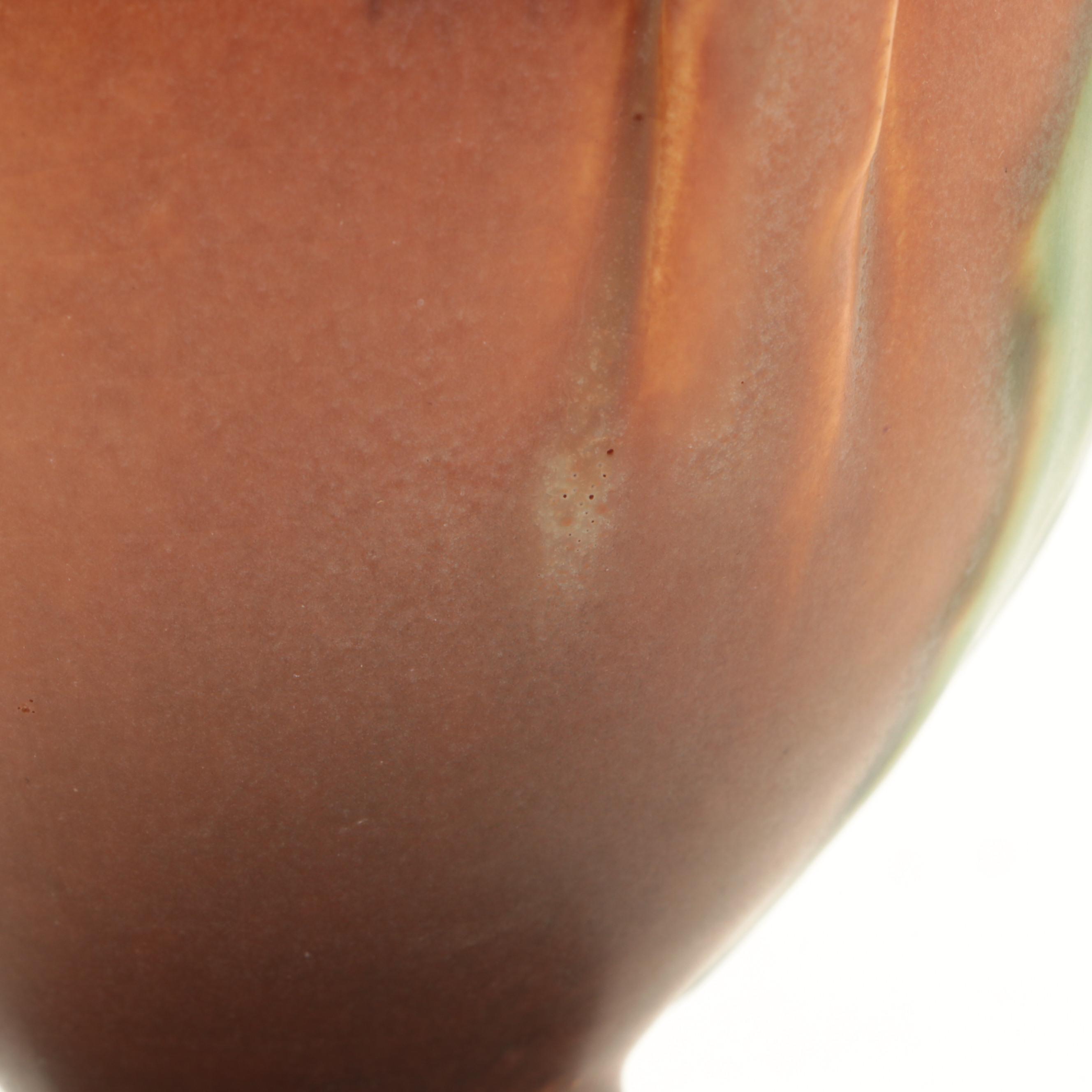 Roseville Pottery "Thornapple" Handled Vase with Other Glazed Ceramic Vase