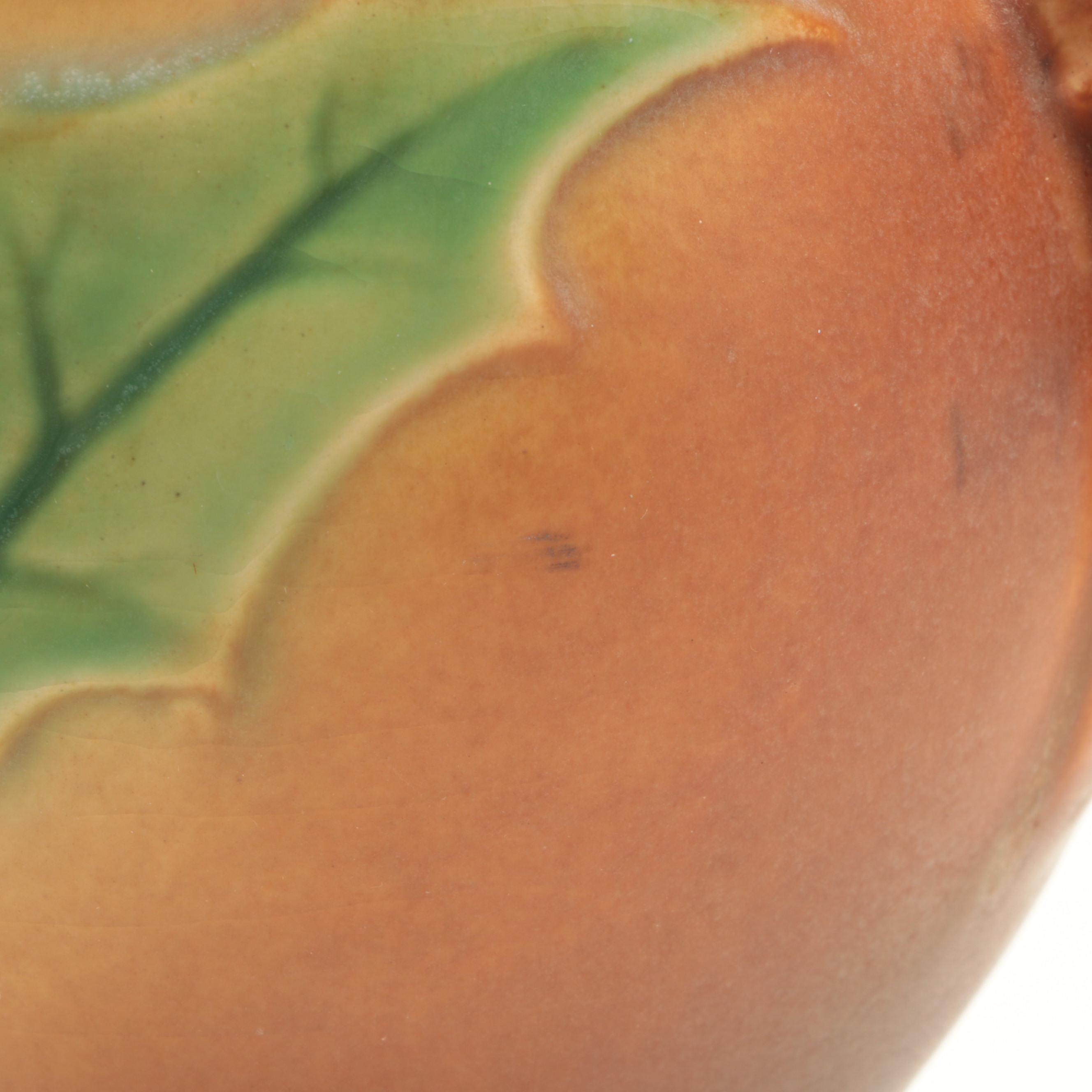 Roseville Pottery "Thornapple" Handled Vase with Other Glazed Ceramic Vase