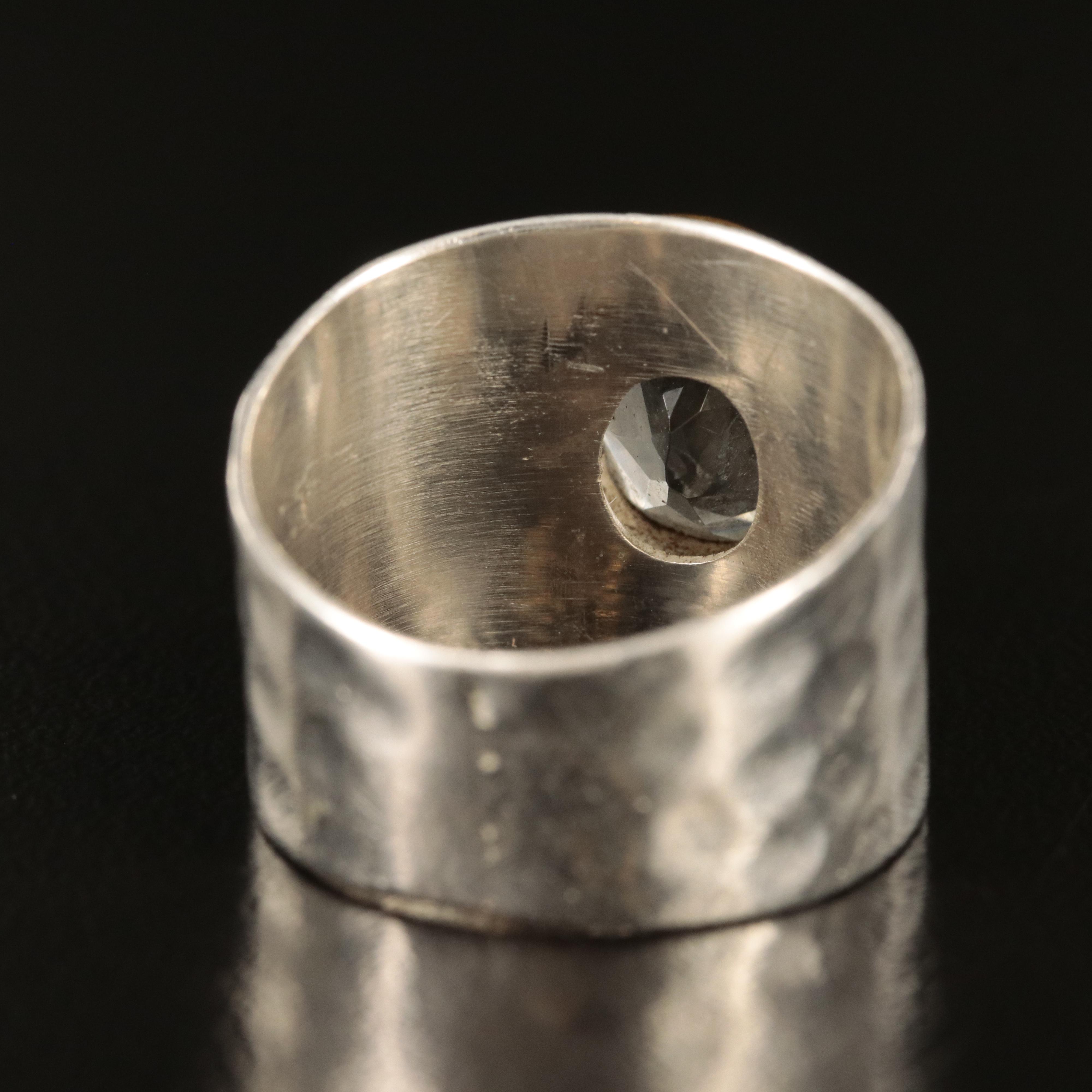 Sterling Prasiolite Ring with Brass Accents