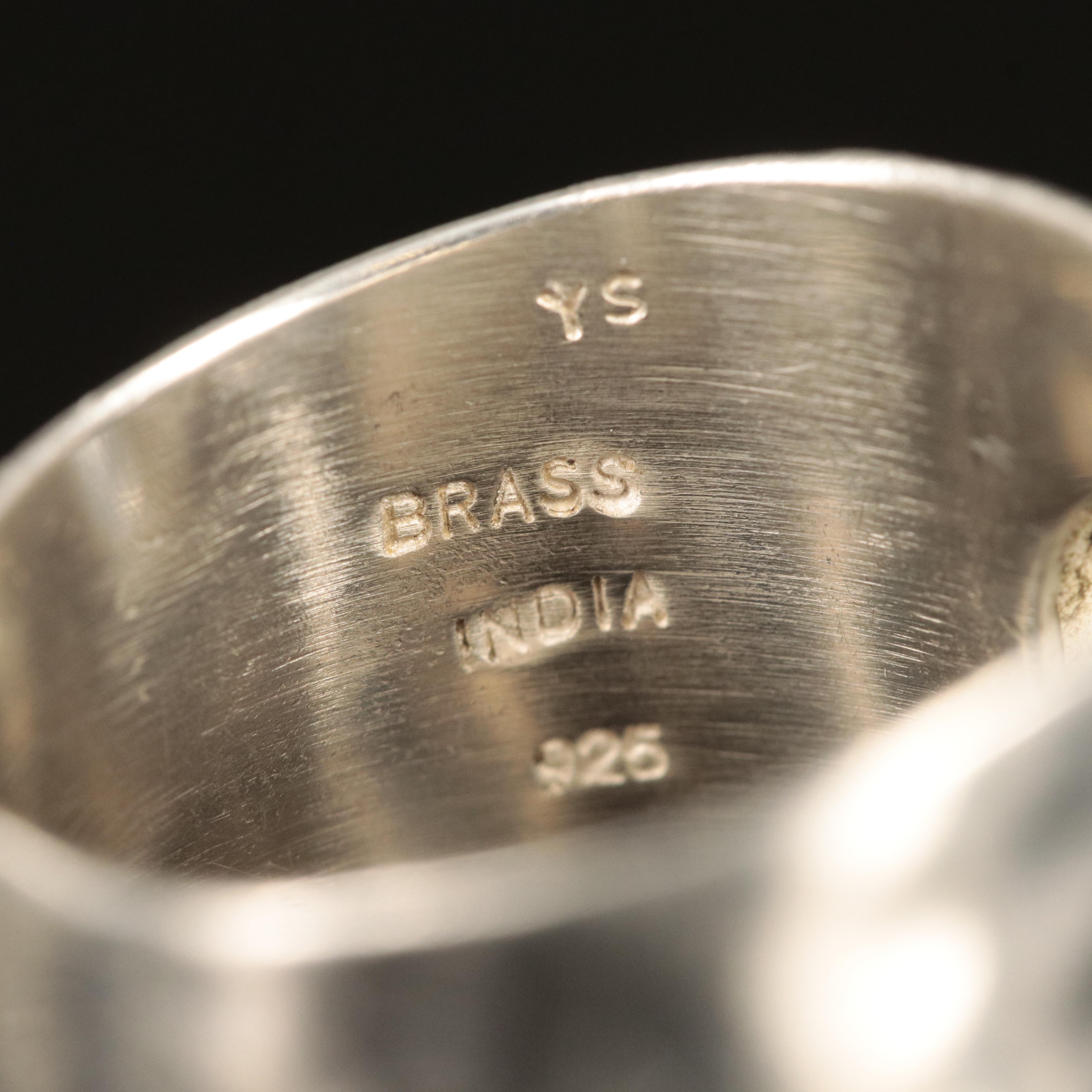 Sterling Prasiolite Ring with Brass Accents