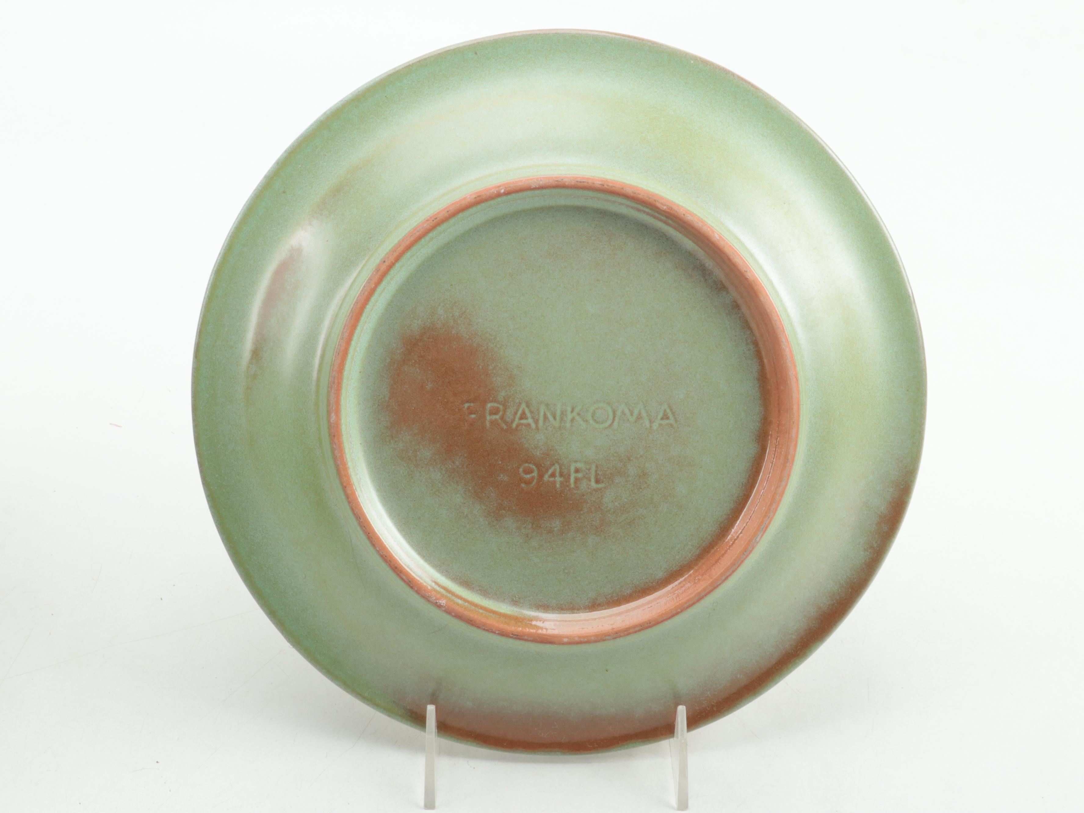 Frankoma Pottery Prairie Green "Wagon Wheel" Dinnerware, Mid to Late 20th C.