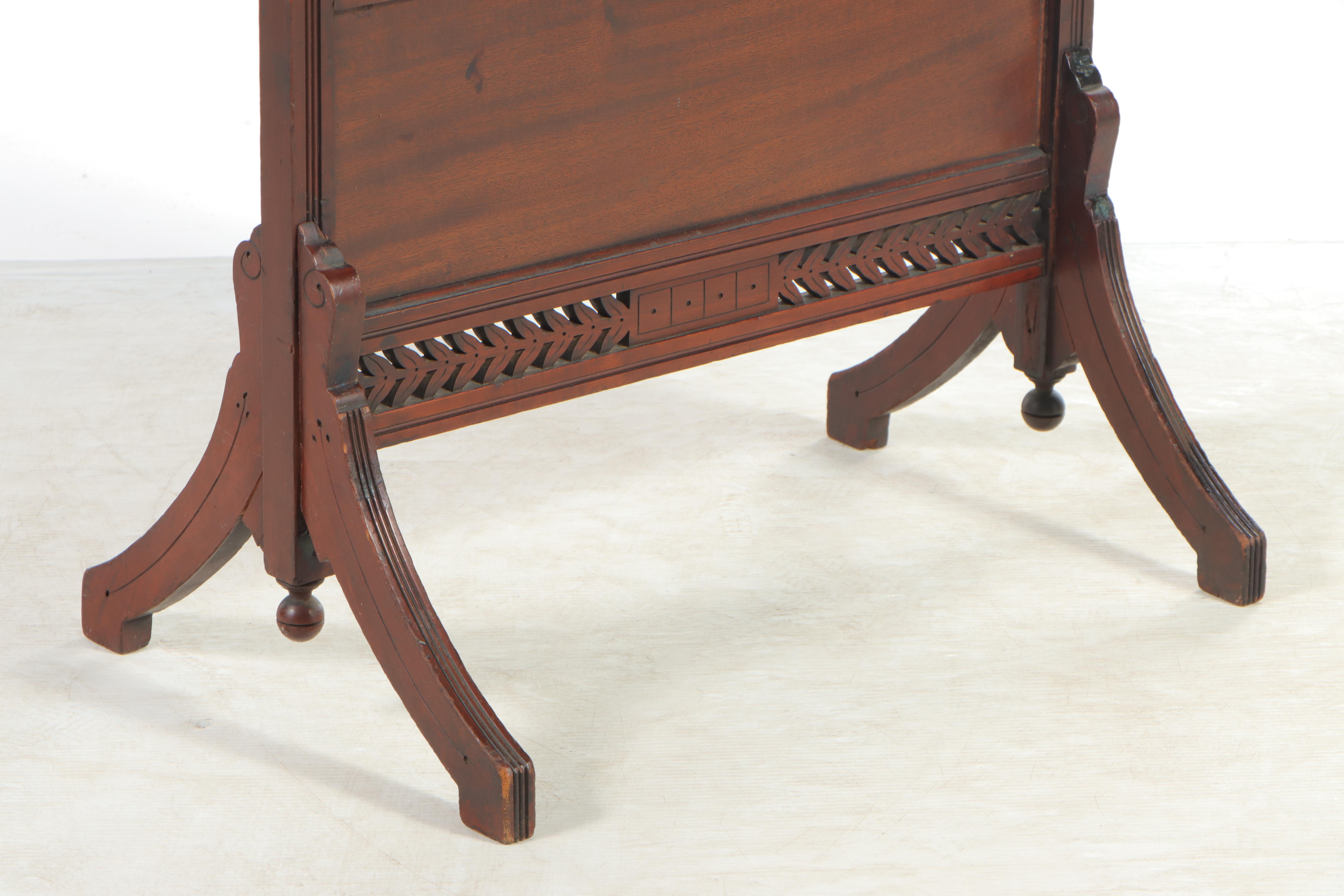 Victorian Eastlake Style Walnut, Mahogany and Needlepoint Fire Screen, 19th C