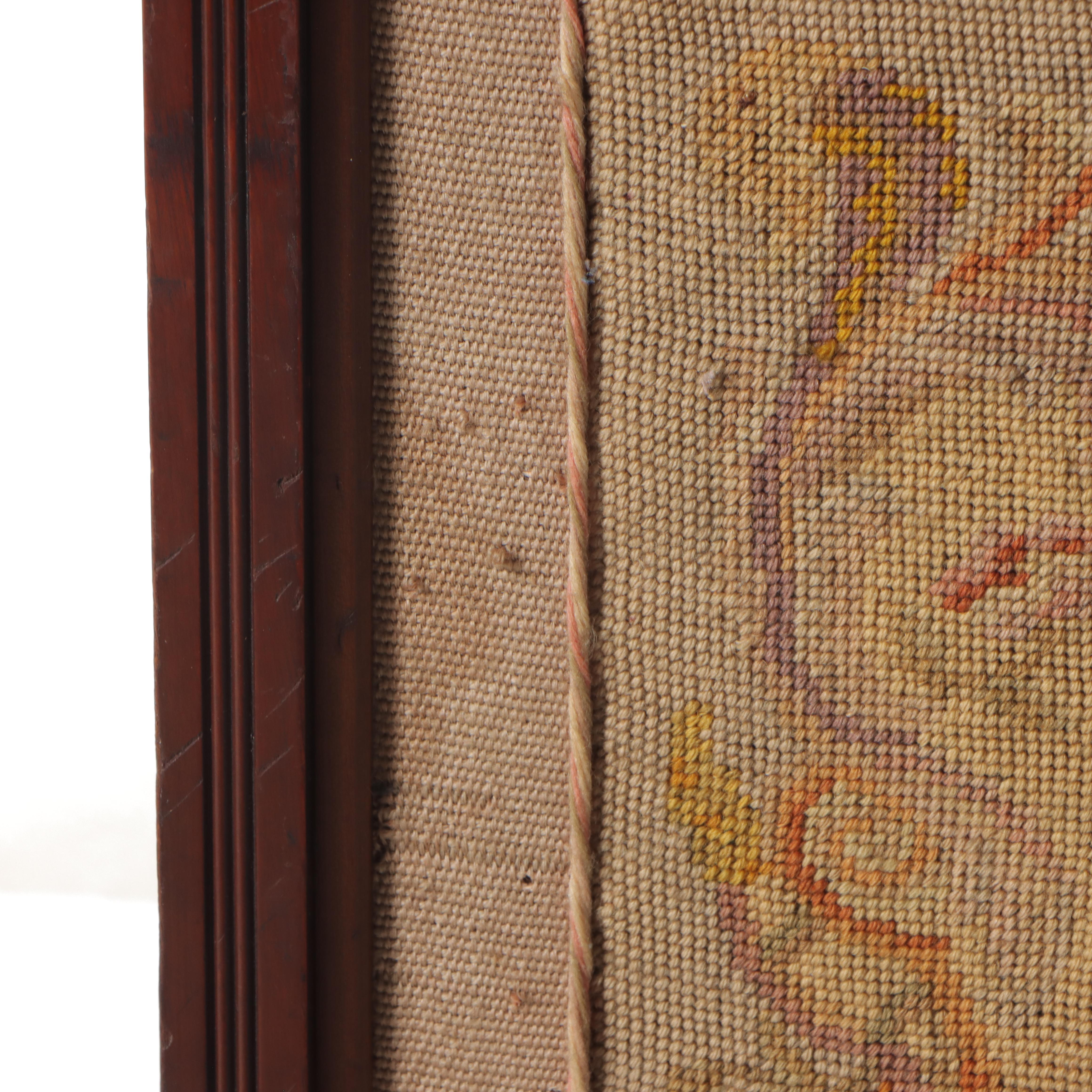 Victorian Eastlake Style Walnut, Mahogany and Needlepoint Fire Screen, 19th C