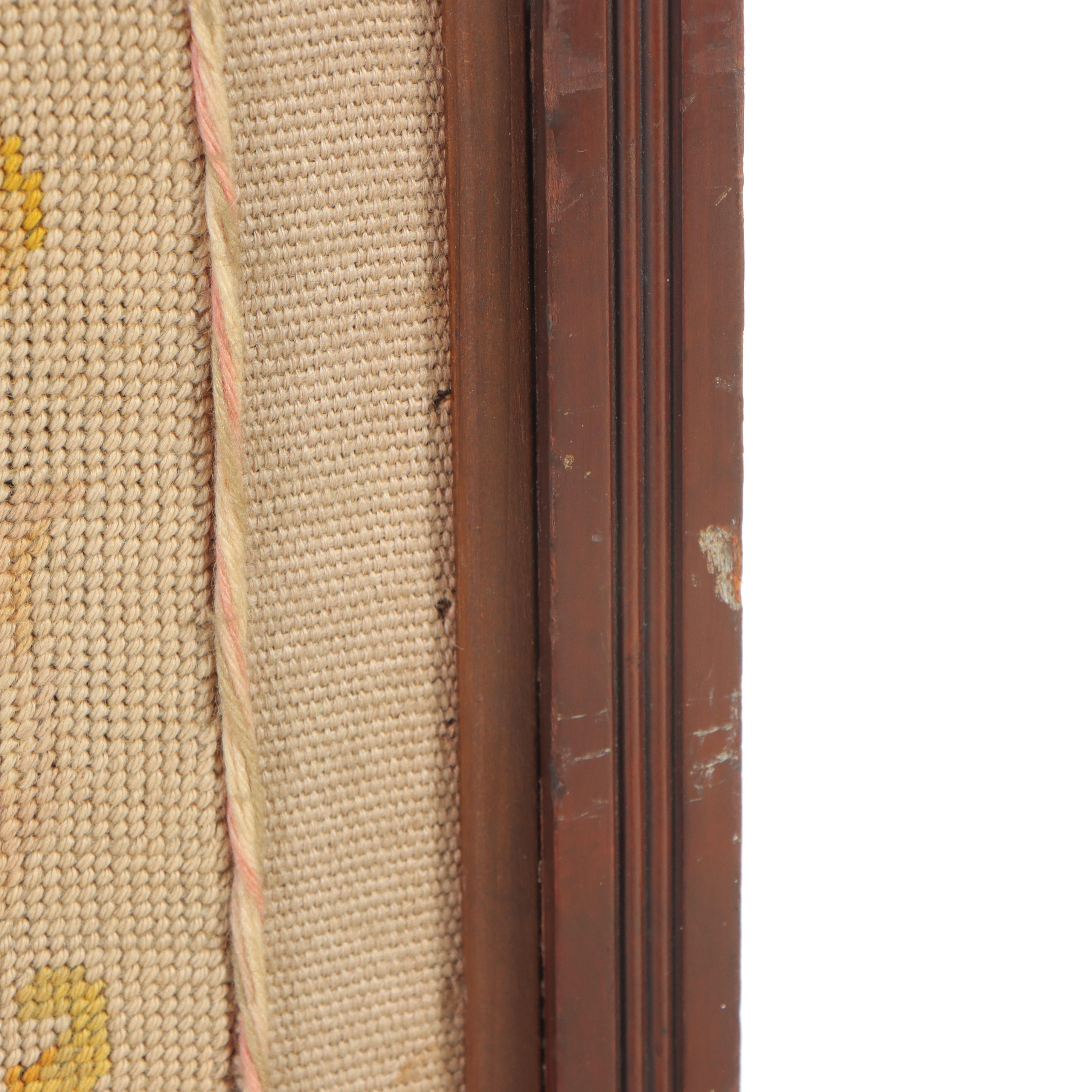 Victorian Eastlake Style Walnut, Mahogany and Needlepoint Fire Screen, 19th C