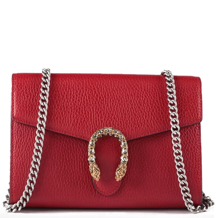 Gucci Dionysus Mini Chain Handbag in Hibiscus Red Leather