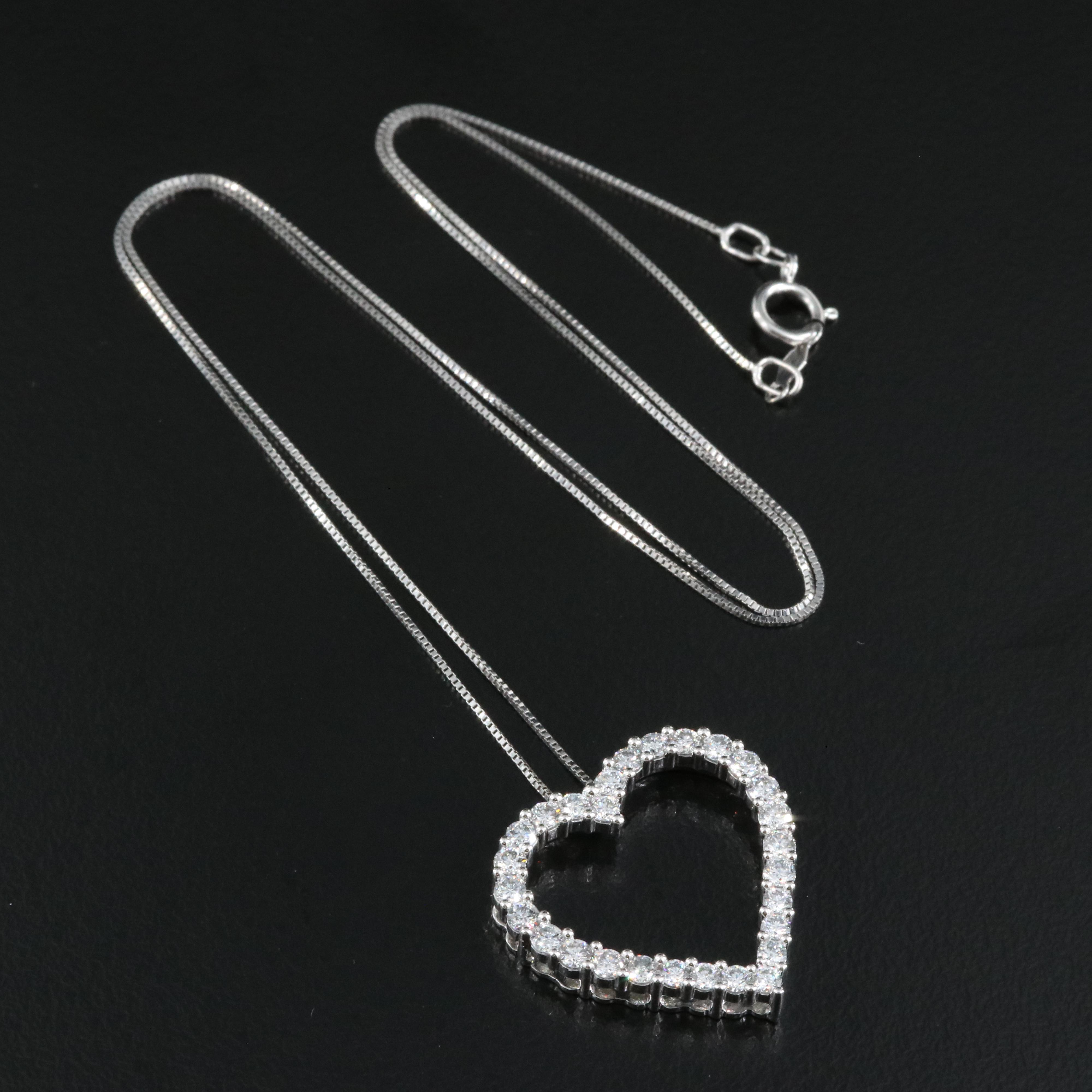 14K 1.00 CTW Lab Grown Diamond Heart Pendant Necklace with IGI Report