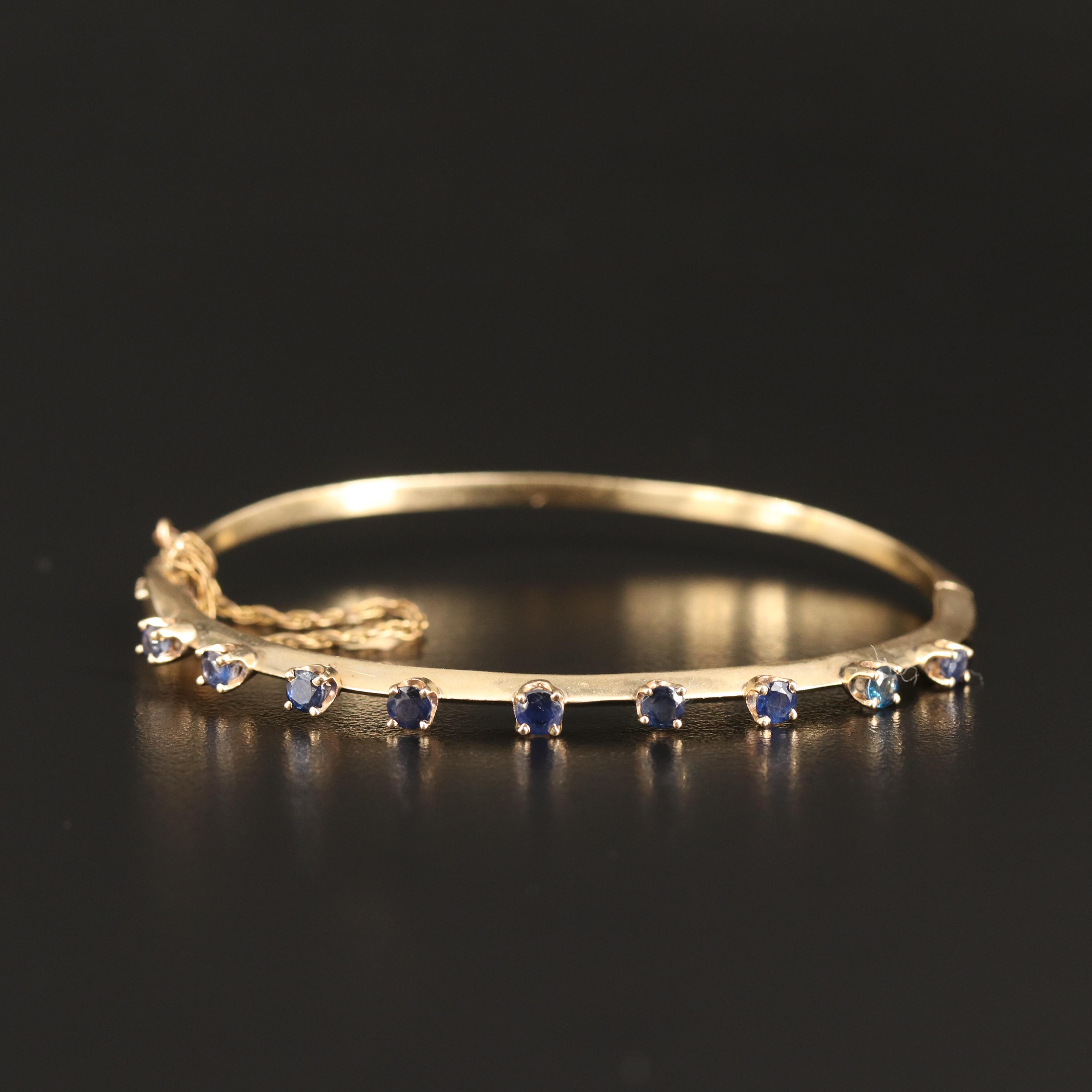 14K Sapphire Hinged Knife-Edge Bangles