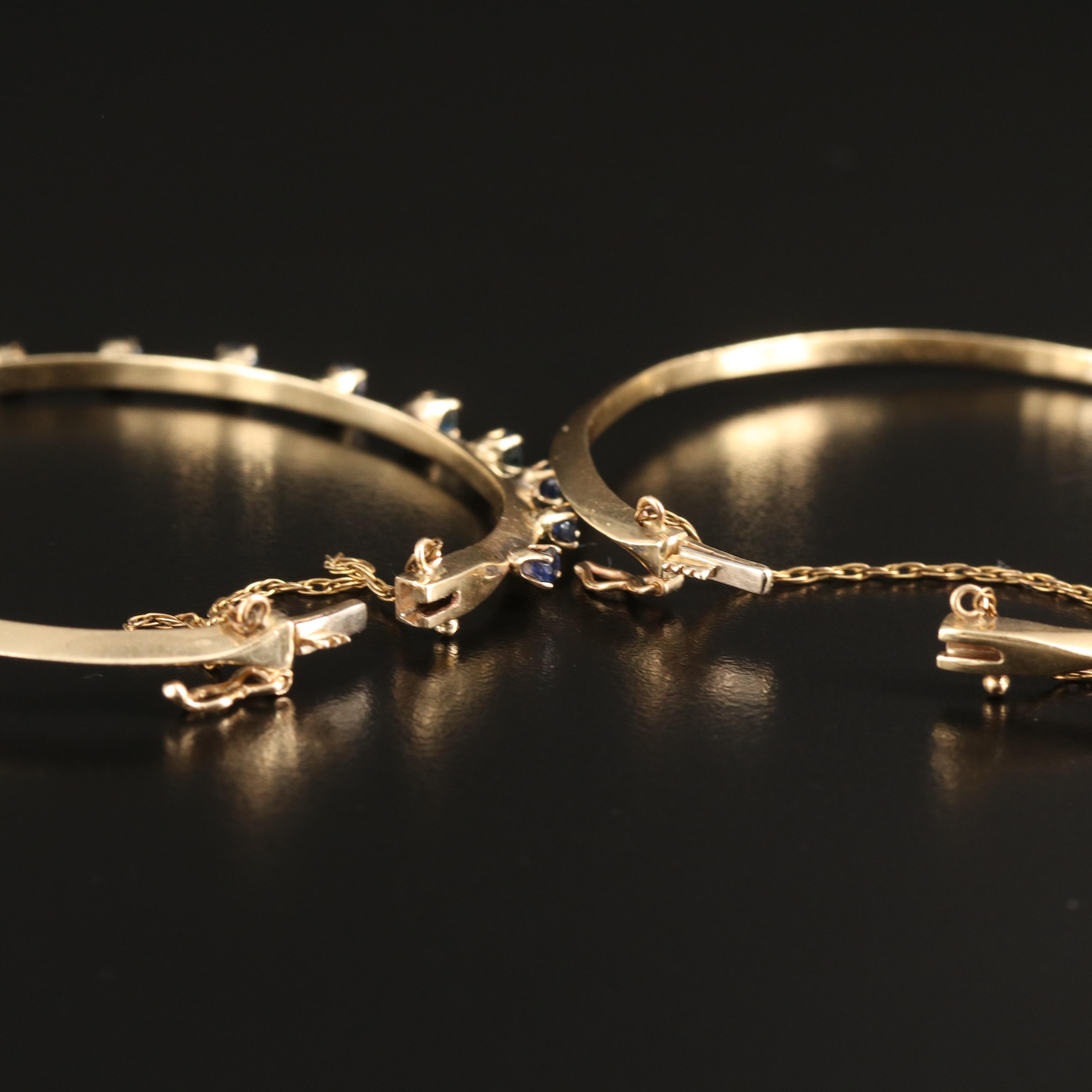 14K Sapphire Hinged Knife-Edge Bangles