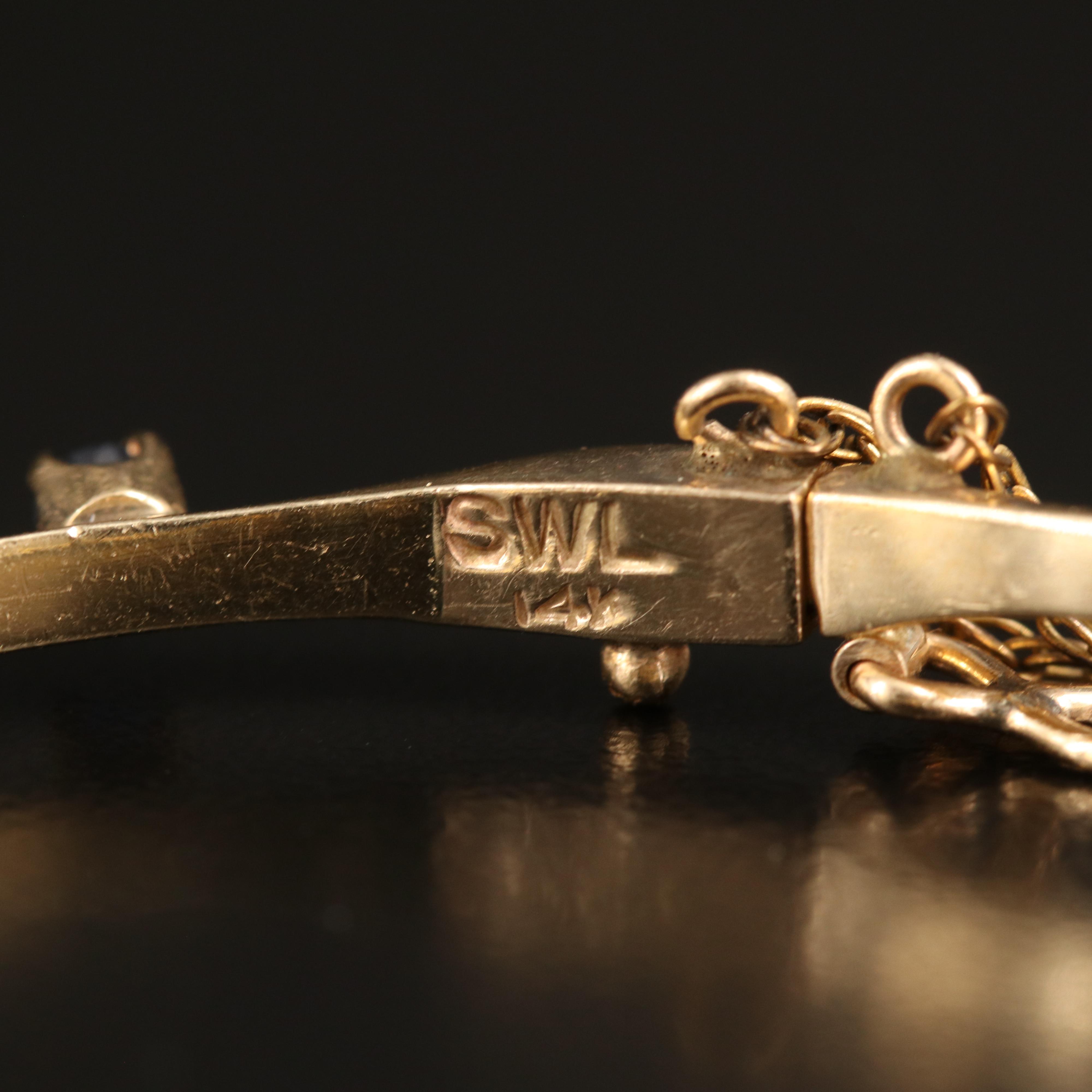 14K Sapphire Hinged Knife-Edge Bangles