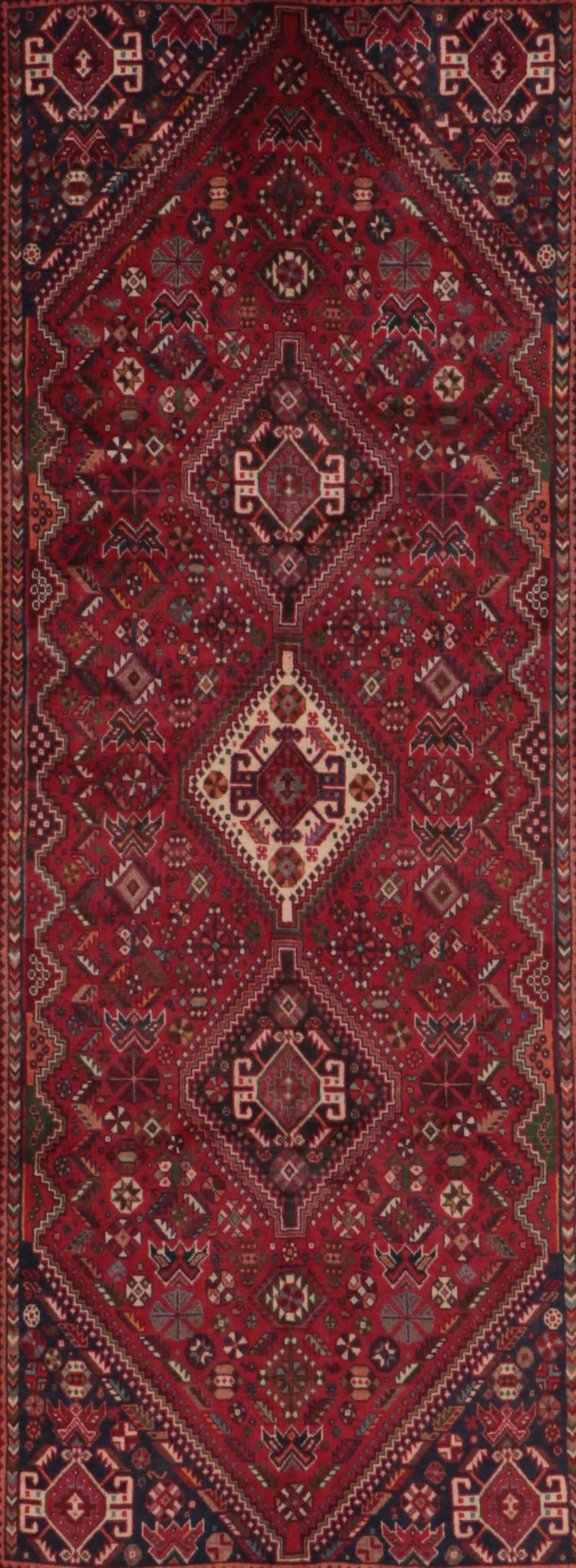 3'8 x 9'2 Hand-Knotted Persian Qashqai Long Rug