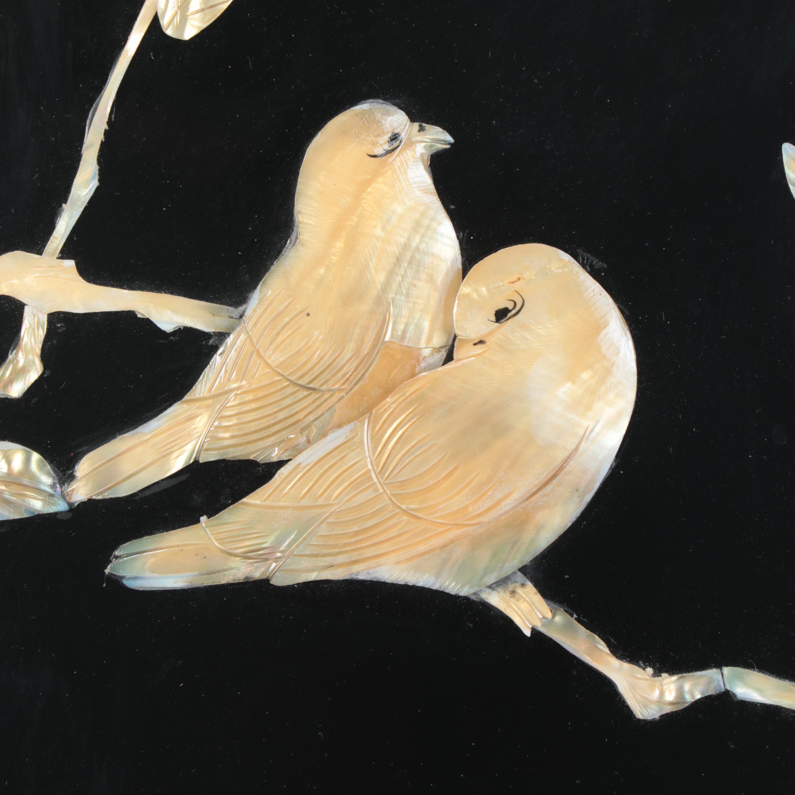 Four Chinese Shell-Inlaid Lacquered Panels