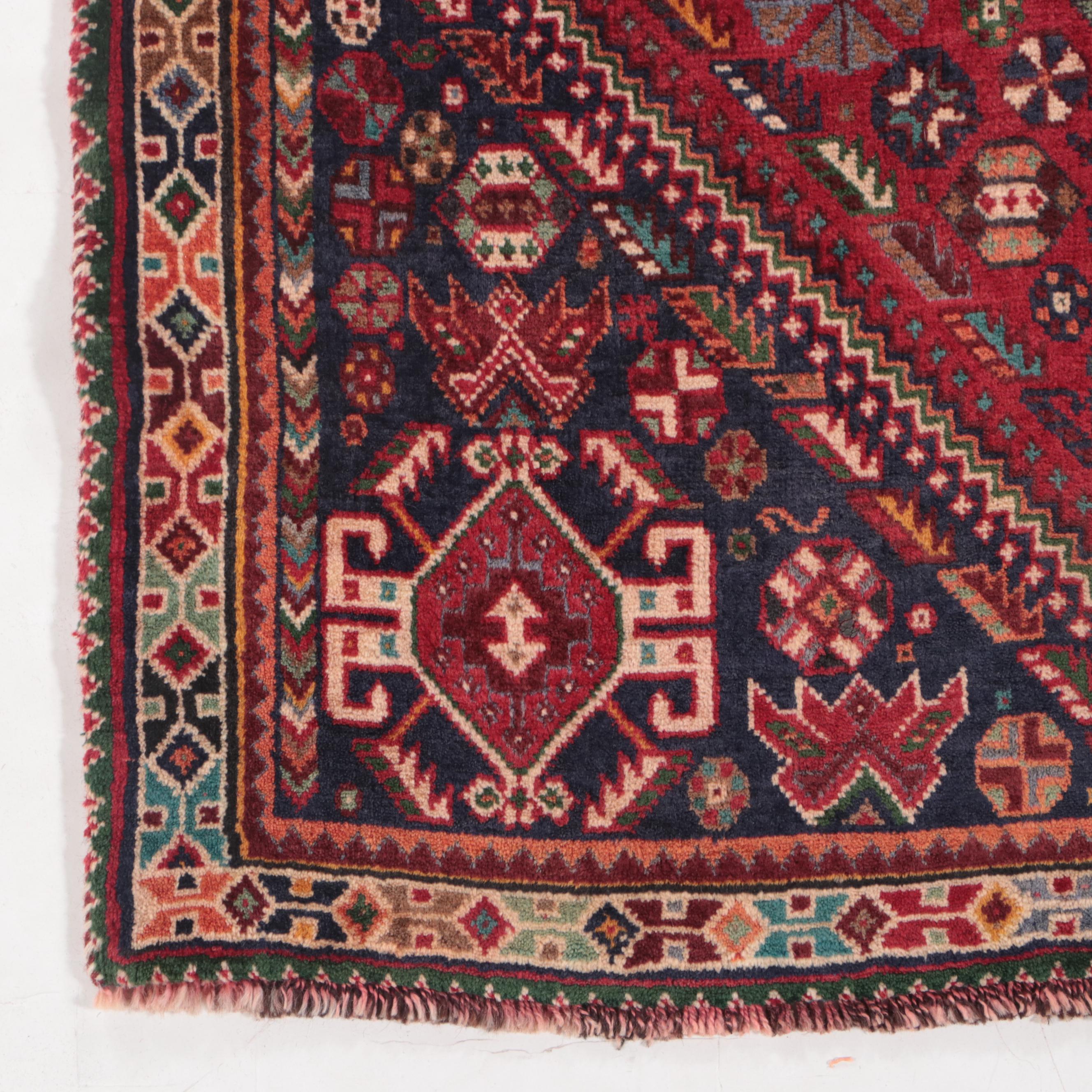 3'8 x 9'2 Hand-Knotted Persian Qashqai Long Rug