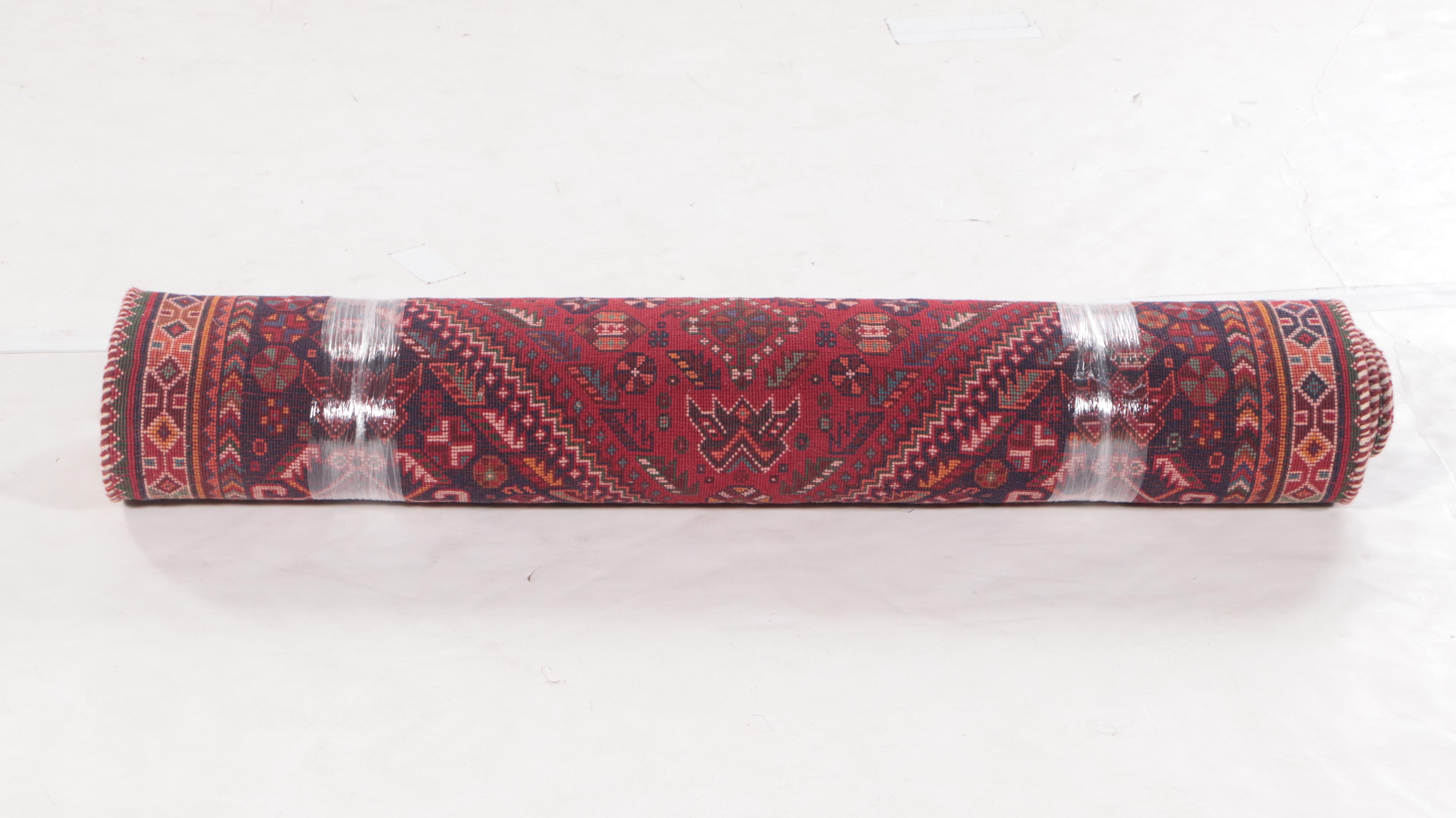 3'8 x 9'2 Hand-Knotted Persian Qashqai Long Rug