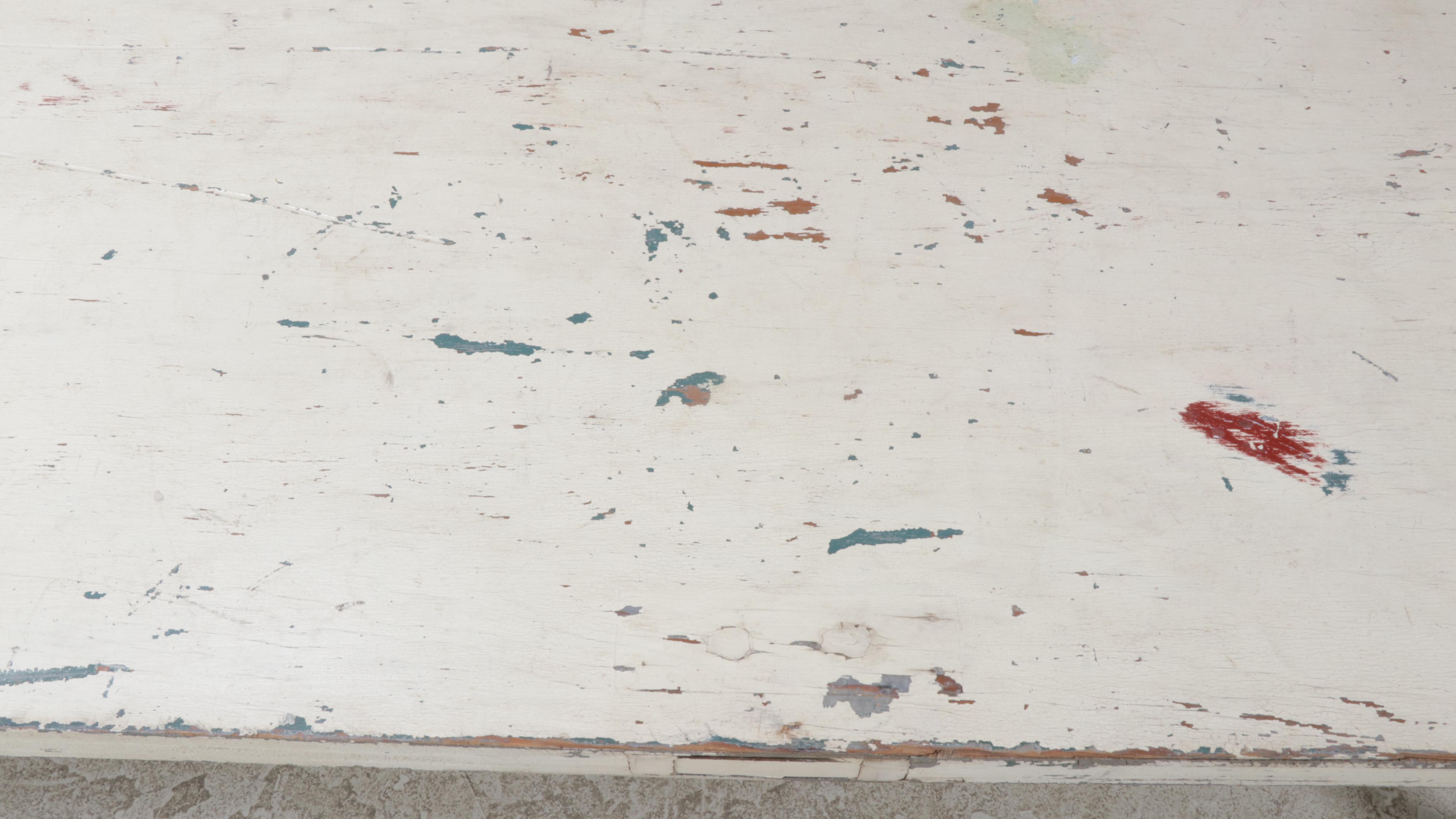 Distressed White-Painted Antique Door and Baluster Legged Composite Table