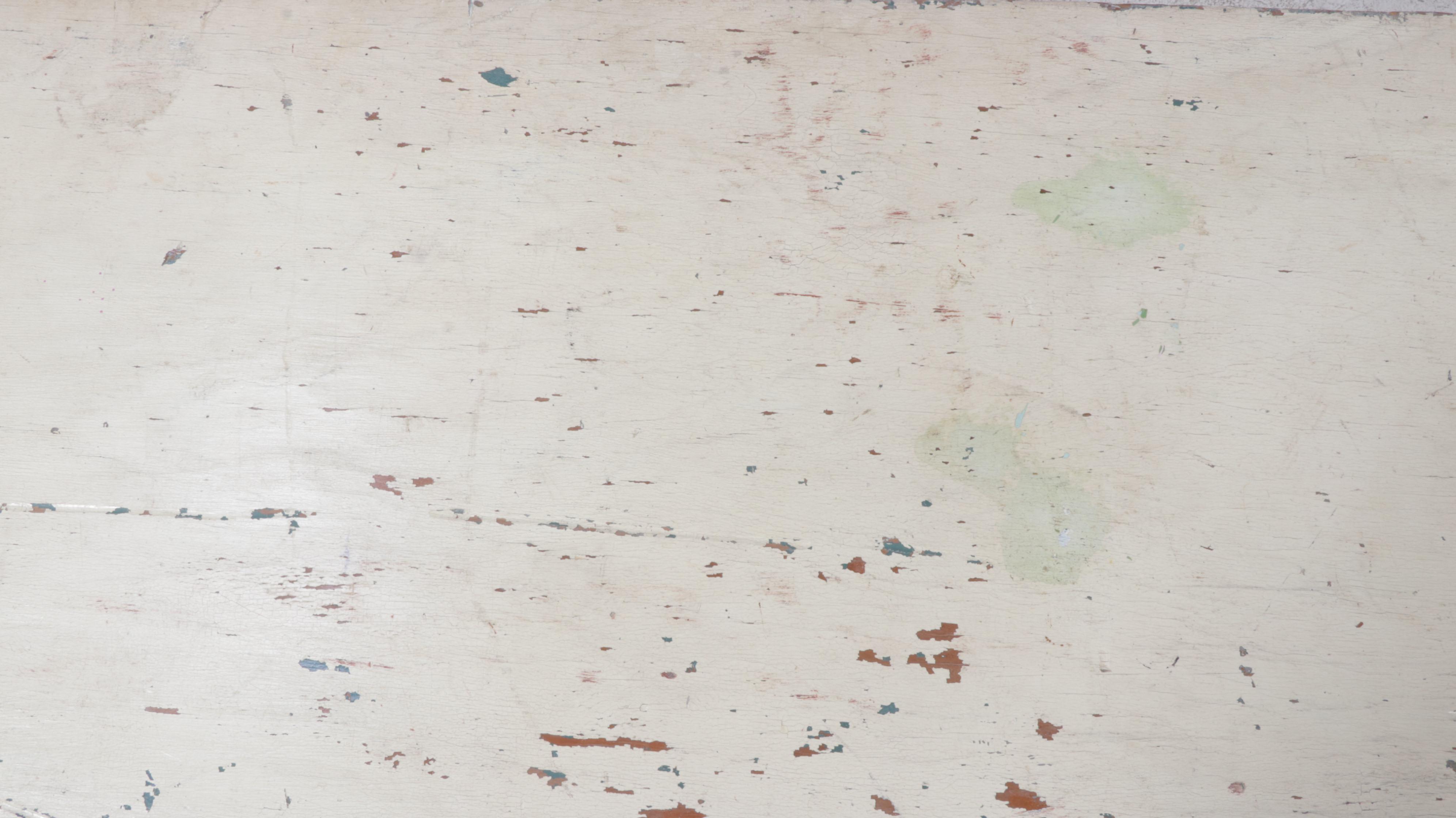 Distressed White-Painted Antique Door and Baluster Legged Composite Table