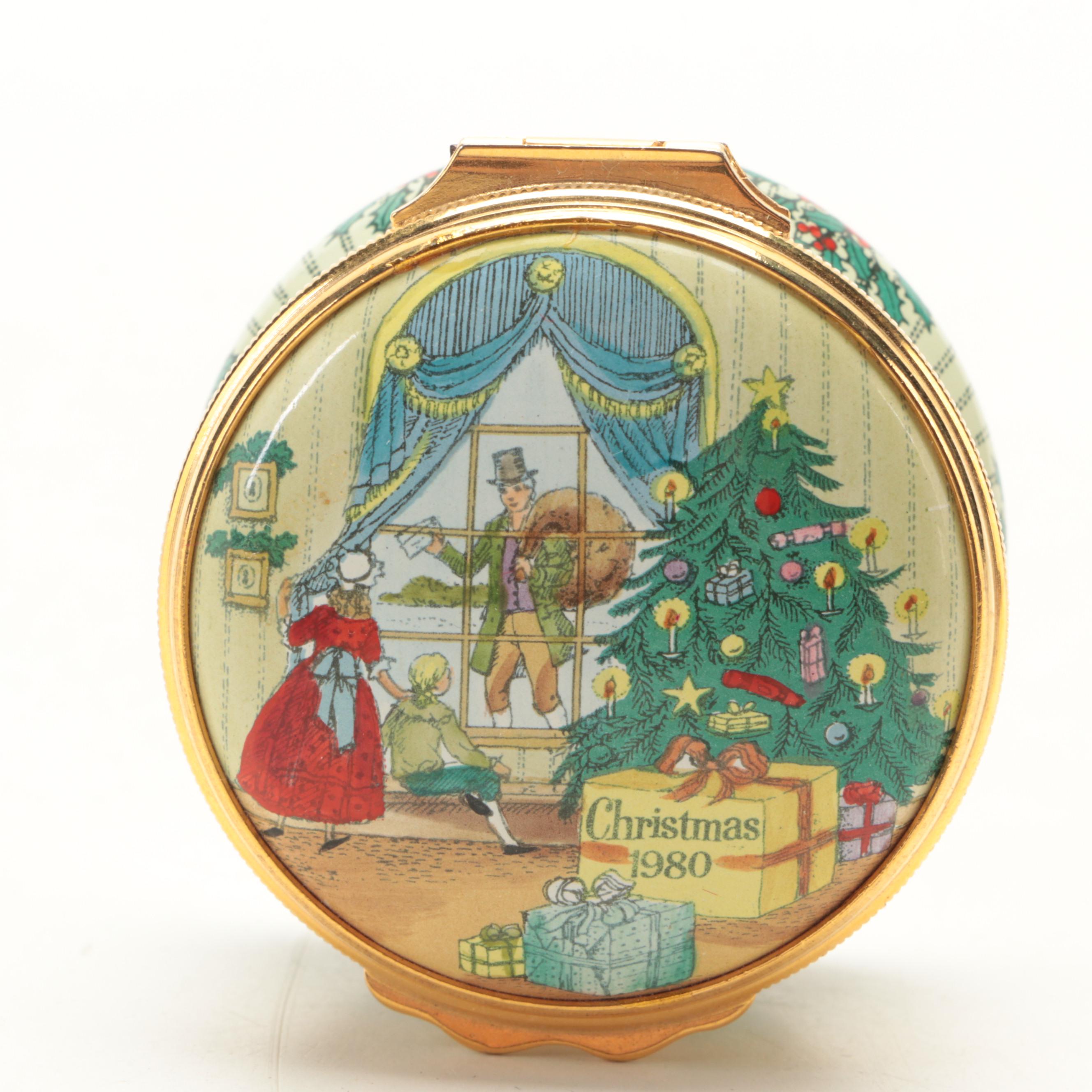 Halcyon Days "Waiting for the Postman" Christmas and More Enameled Boxes
