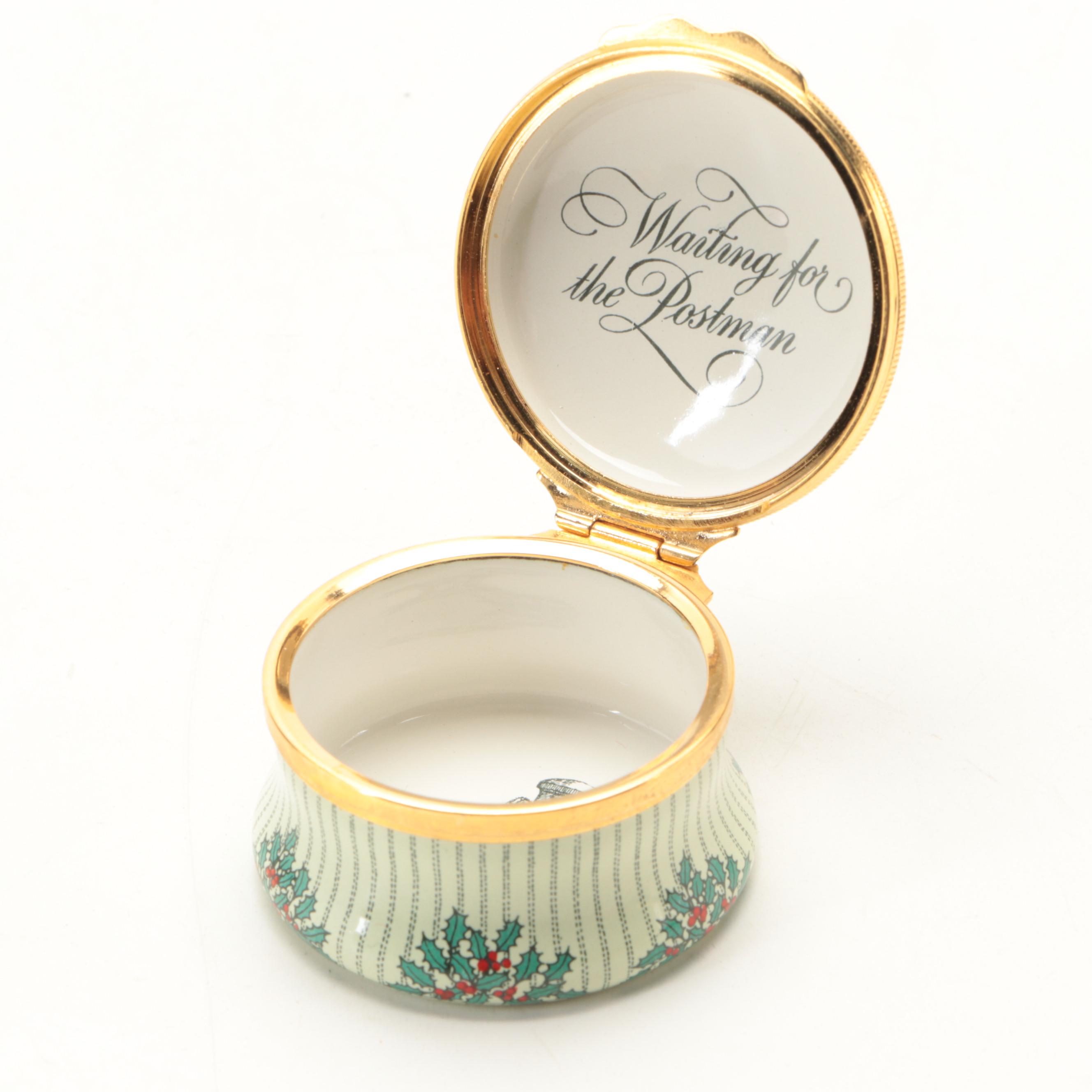 Halcyon Days "Waiting for the Postman" Christmas and More Enameled Boxes