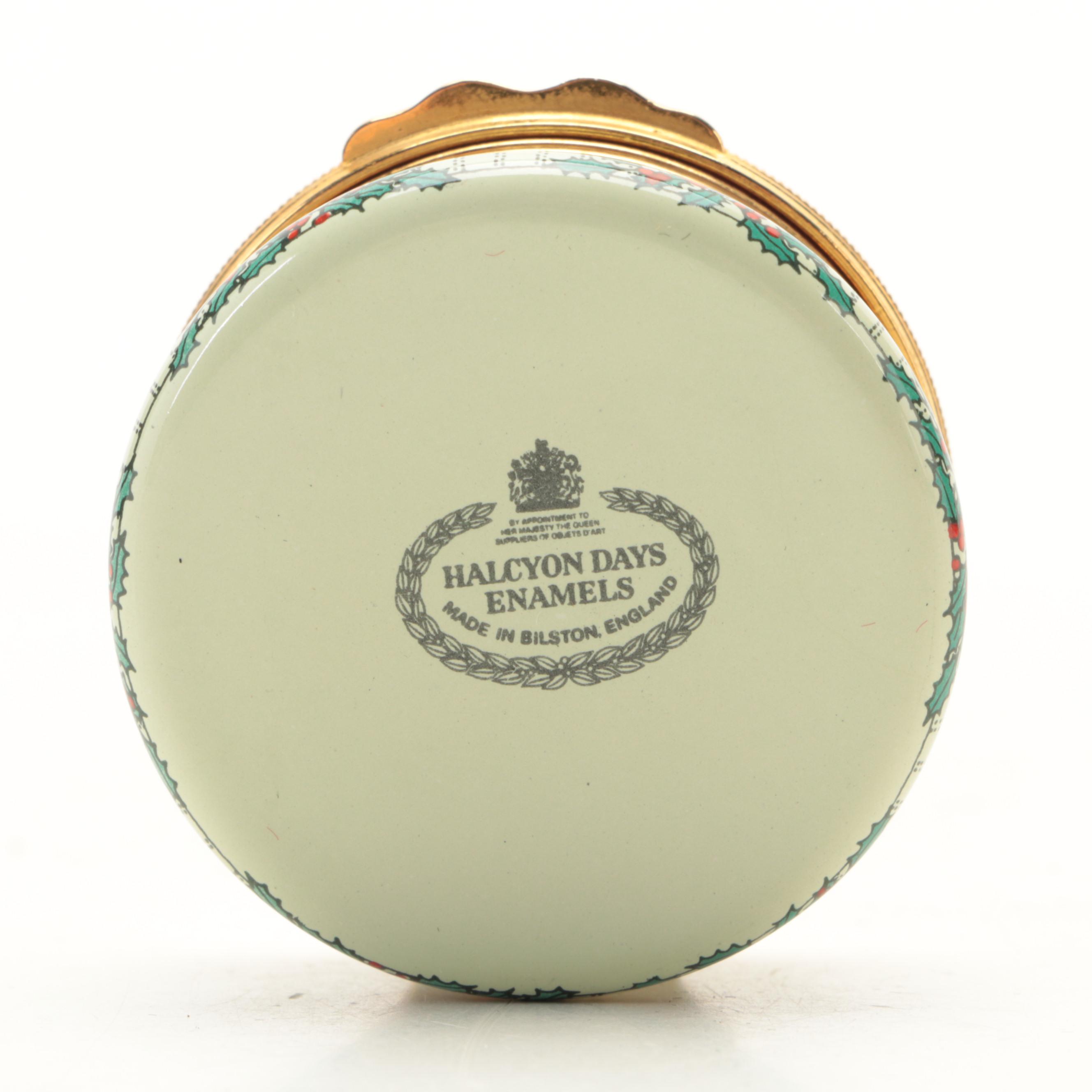 Halcyon Days "Waiting for the Postman" Christmas and More Enameled Boxes