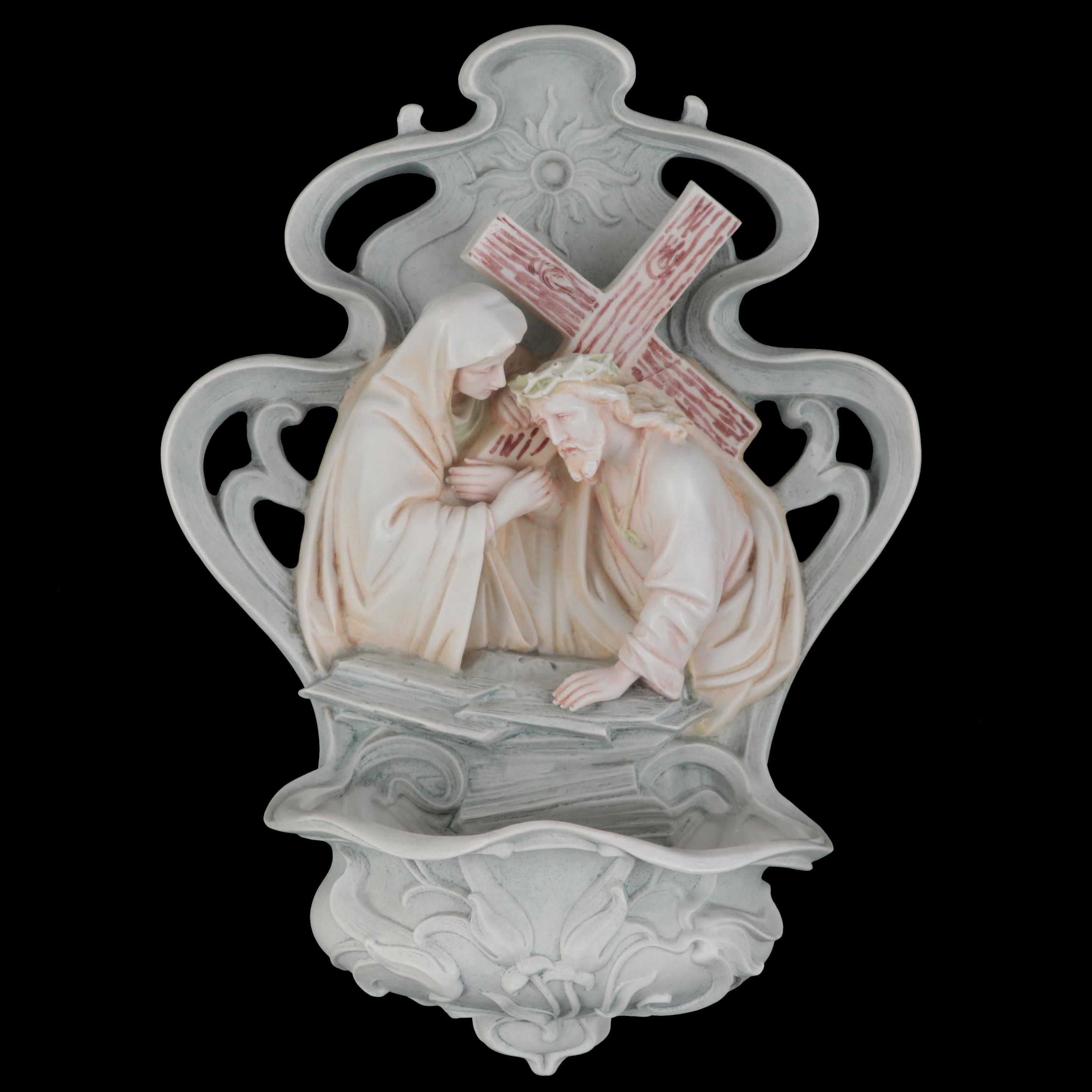 Volkstedt German Bisque Art Nouveau Holy Water Font