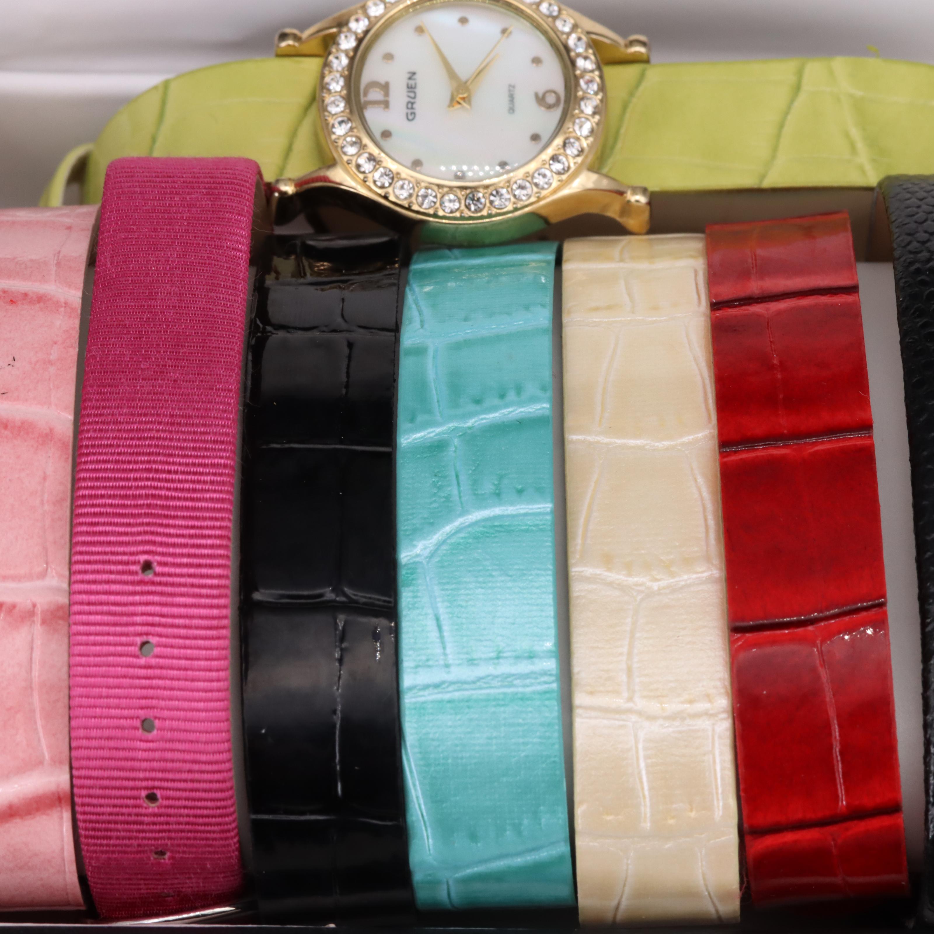 Gruen Watch with Interchangeable Bezels and Bands