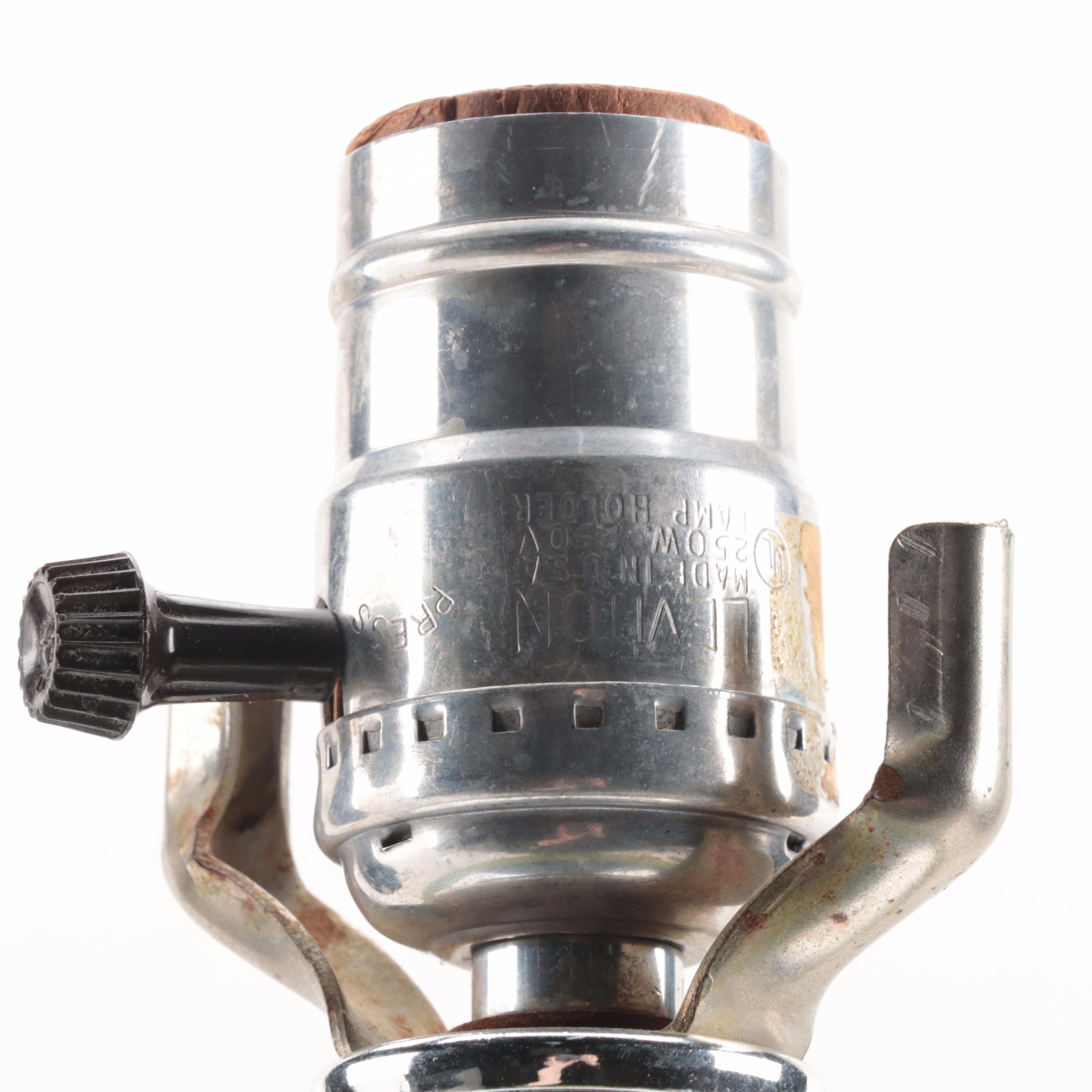 MCM Chrome and Ceramic Stacked Table Lamp, Mid-20th Century