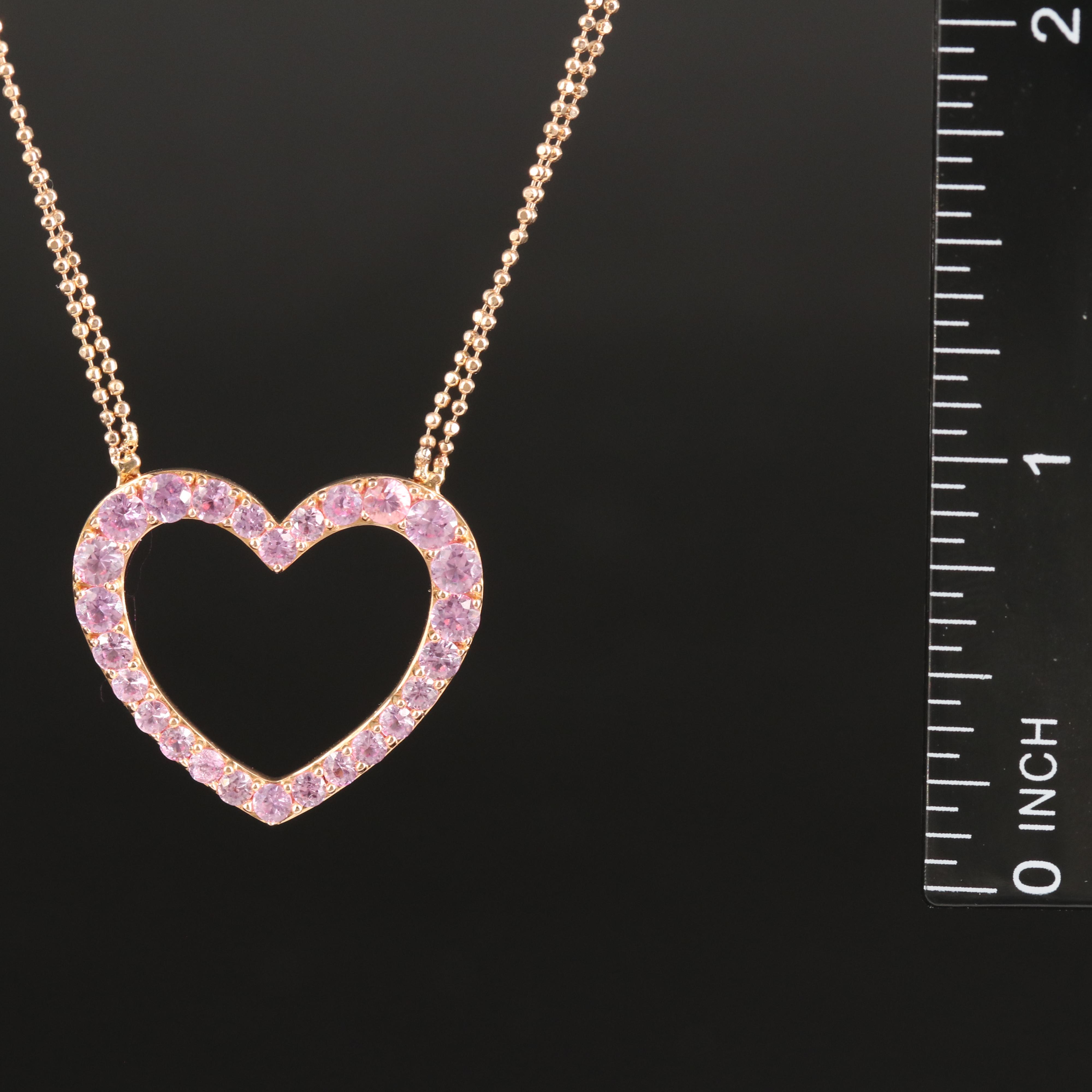 18K Rose Gold Sapphire Heart Necklace