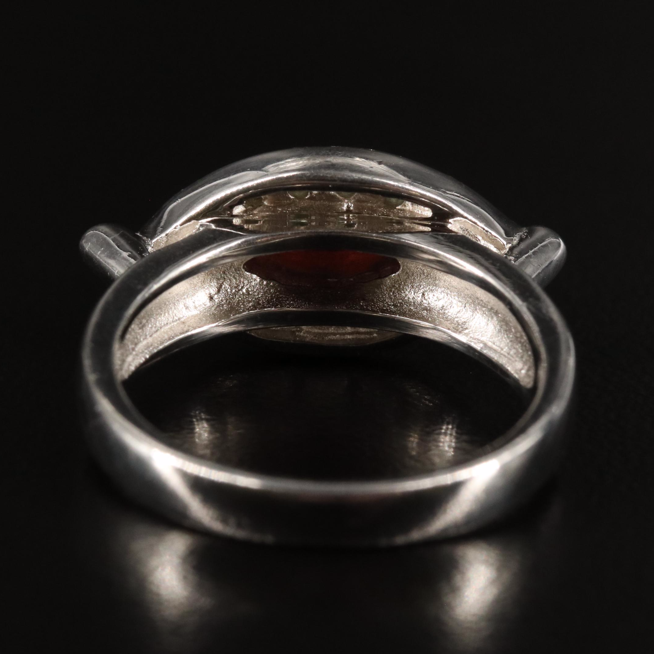 Sterling Garnet and Peridot Ring